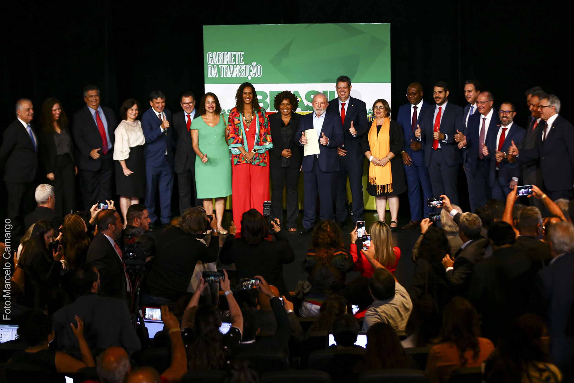 Presidente eleito Lula em ato de apresentação relatório final da transição de Governo Bolsonaro e anúncio de novos ministros, ocorrido em 22 de dezembro de 2022.