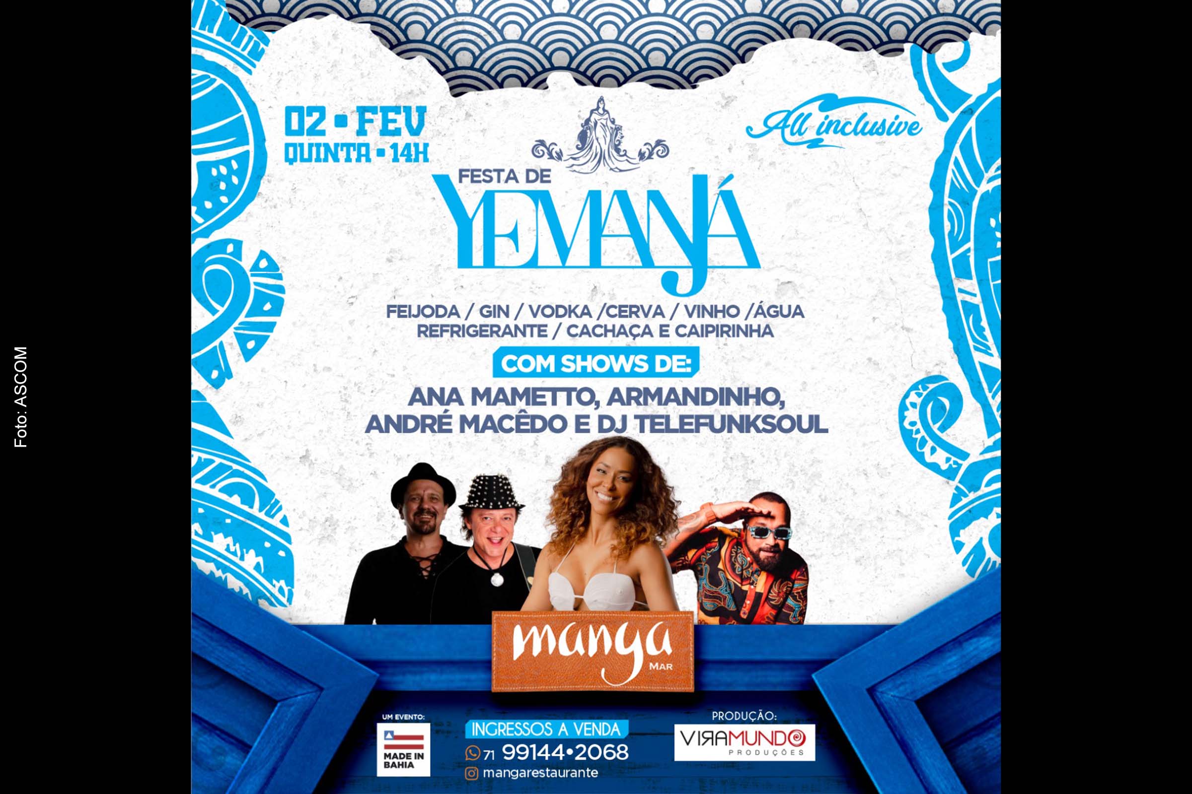 Card anuncia edição 2023 da ‘Festa de Yemanjá’ com show de Ana Mametto e participação de Armandinho e André Macêdo.