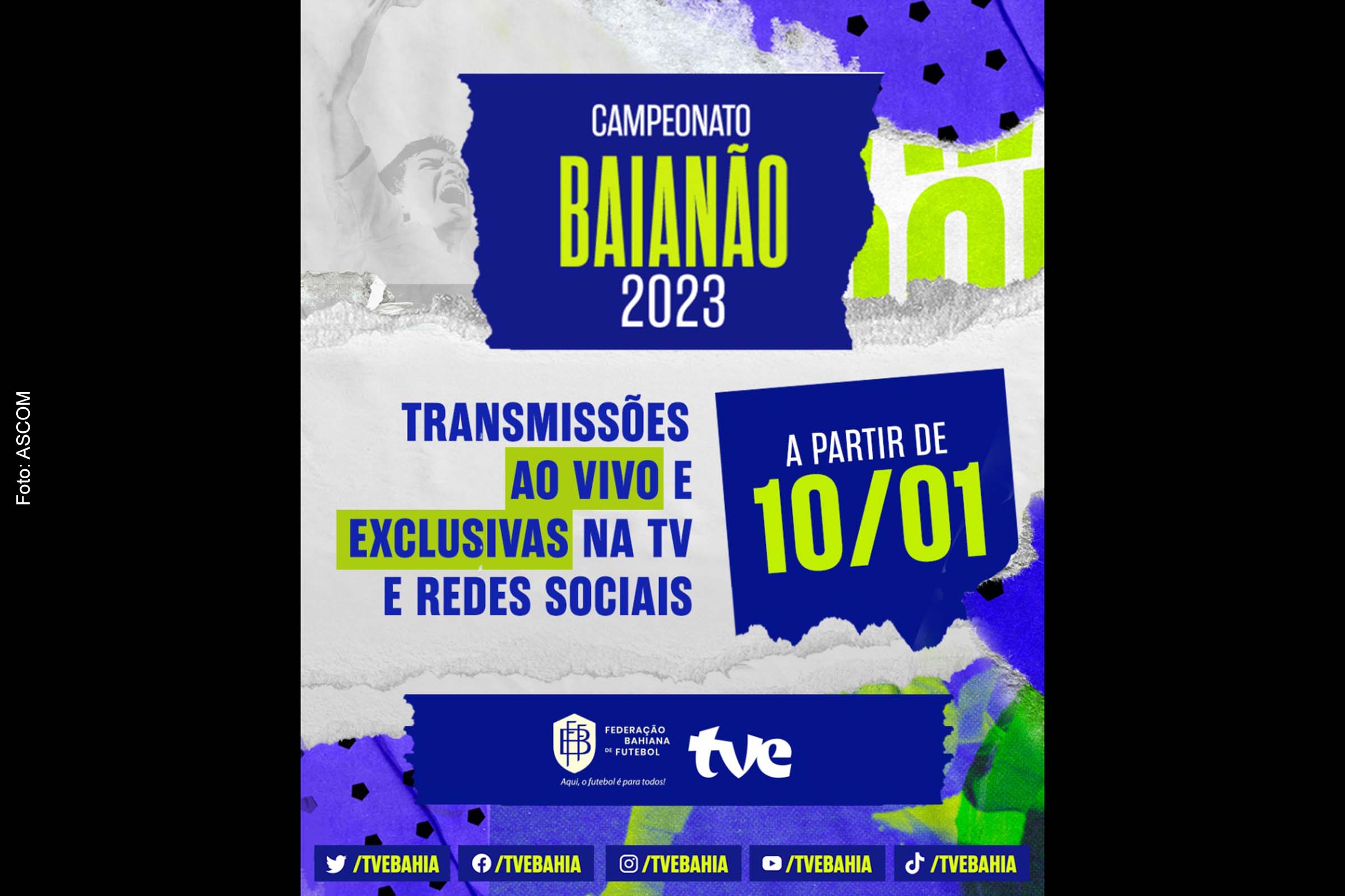 Card anuncia transmissão da TVE para o 'Campeonato Baiano 2023'.