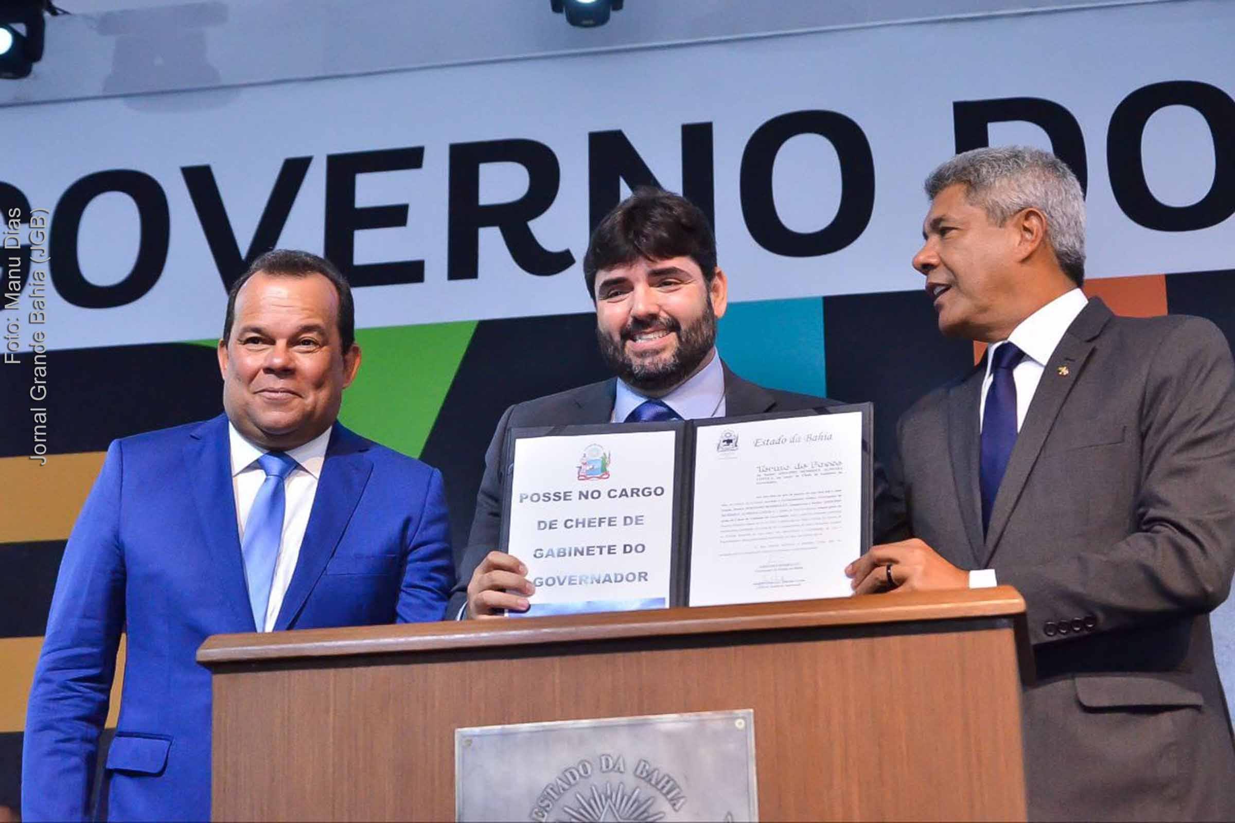 Vice-governador Geraldo Junior, secretário estadual Adolpho Loyola e Jerônimo Rodrigues, governador da Bahia.