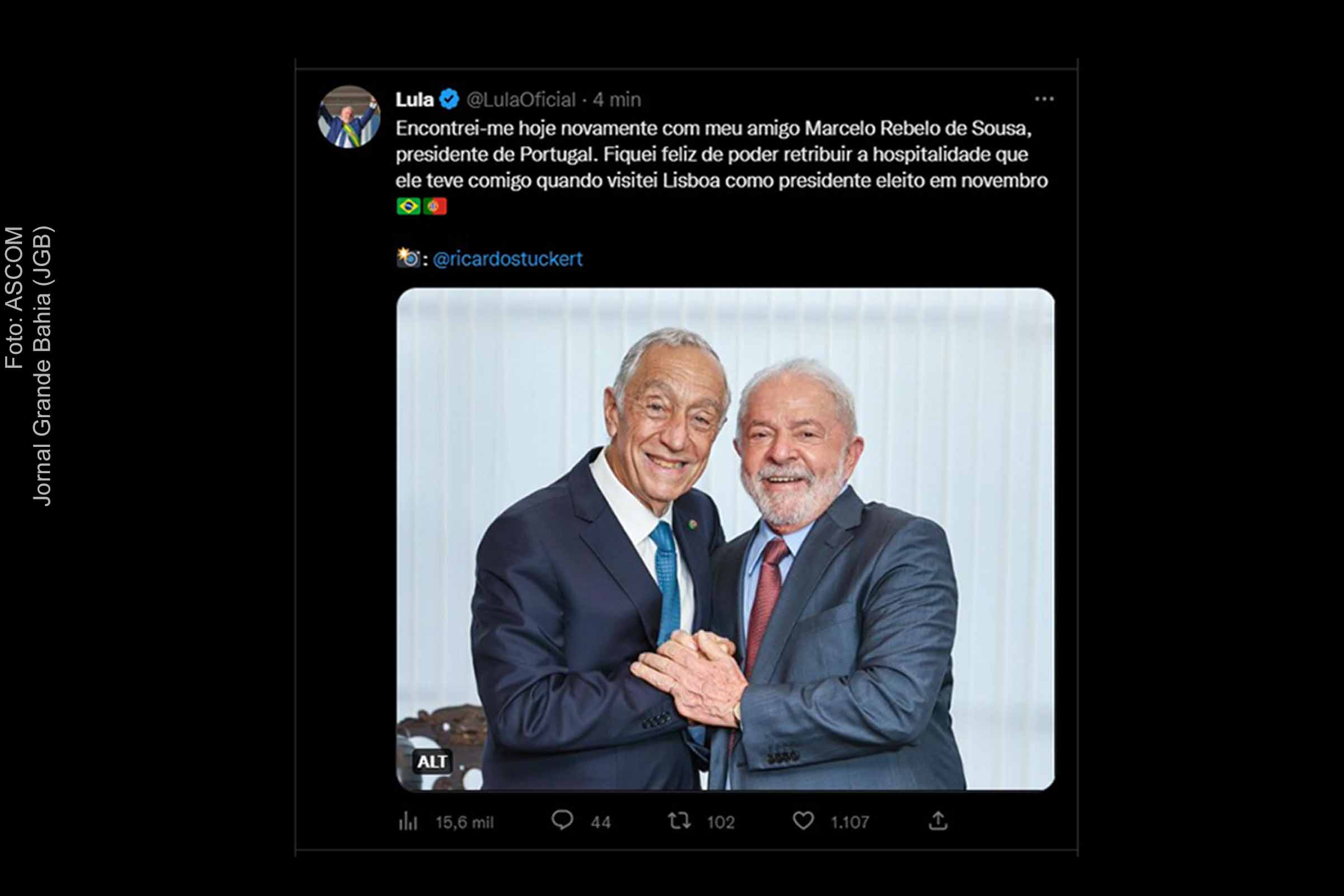 Presidente de Portugal, Marcelo Rebelo de Sousa e Lula, presidente do Brasil.