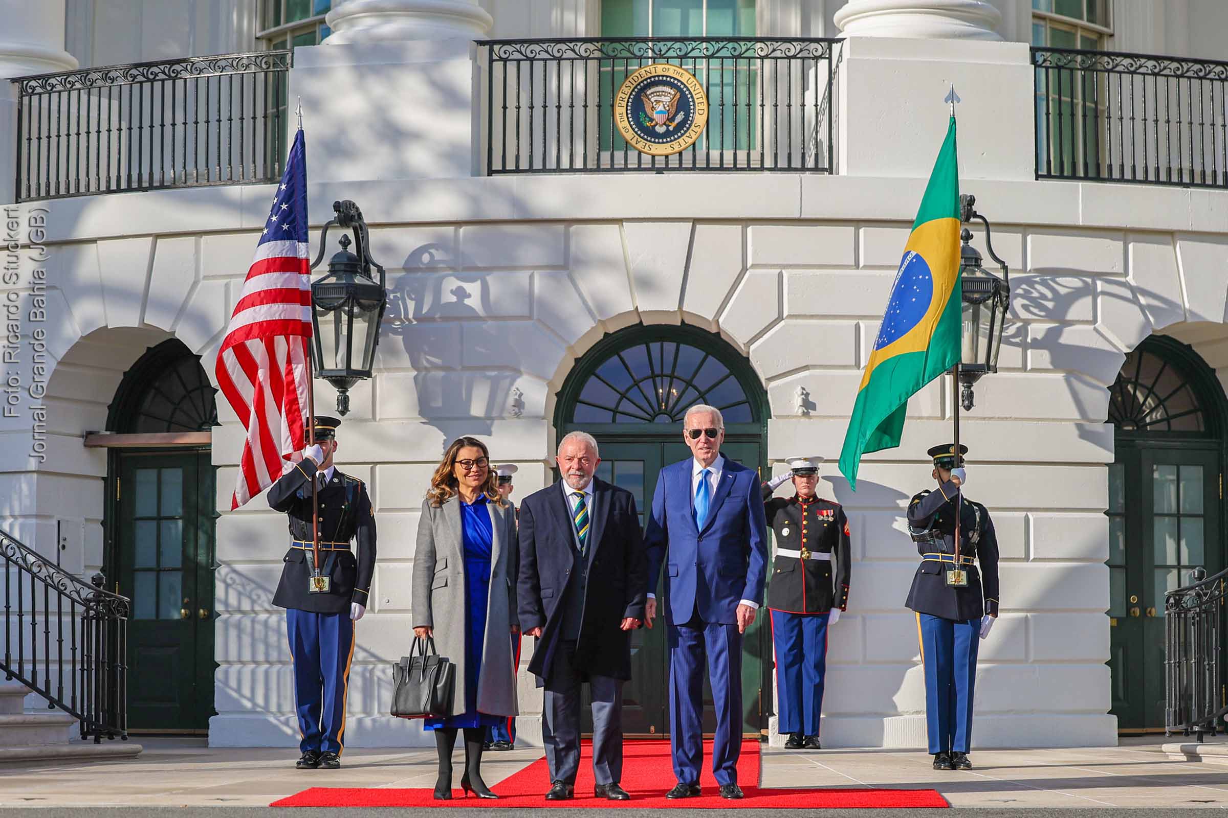 Presidentes Lula e Joe Biden participam de reunião na Casa Branca, sede do Governo dos EUA.