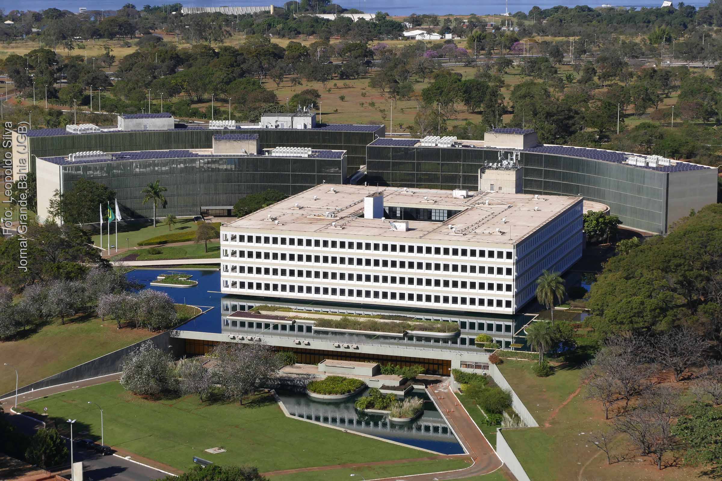 Vista aérea da sede do Tribunal de Constas da União em Brasília.