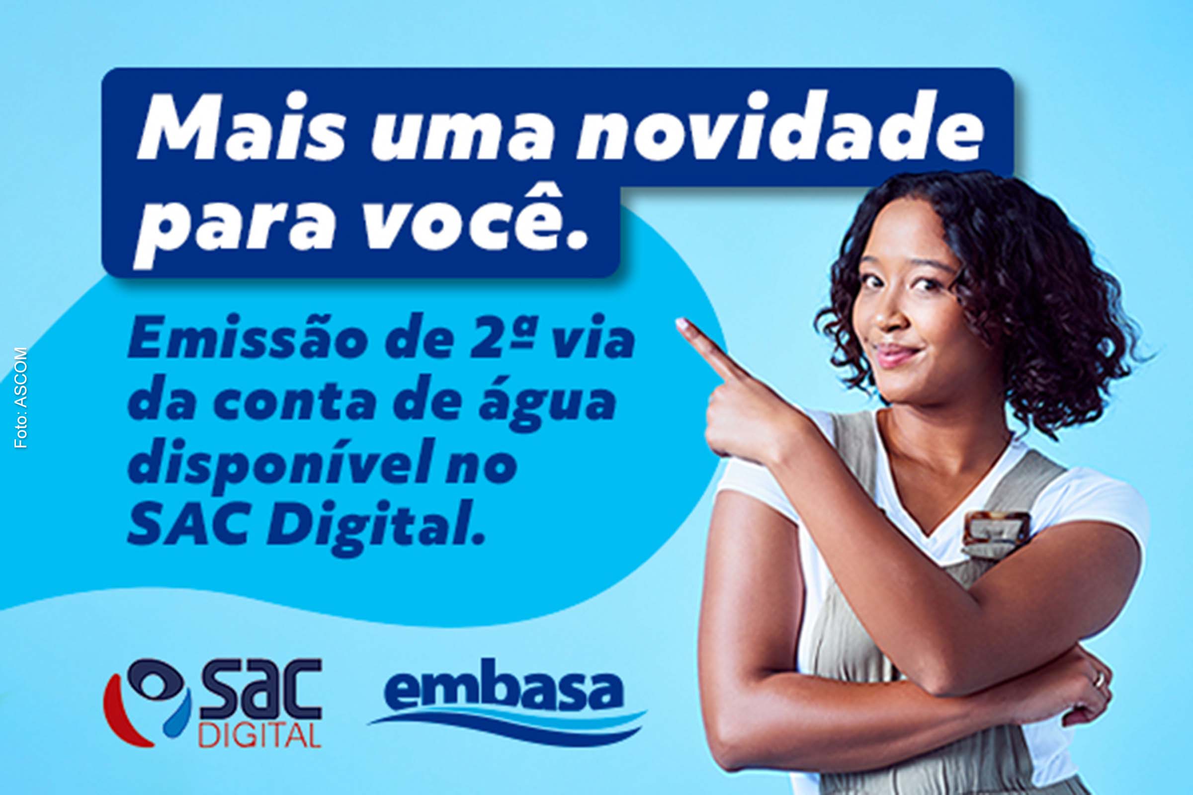 Banner da Embasa divulga serviço de emissão de 2ª via dos boletos no Sac Digital.