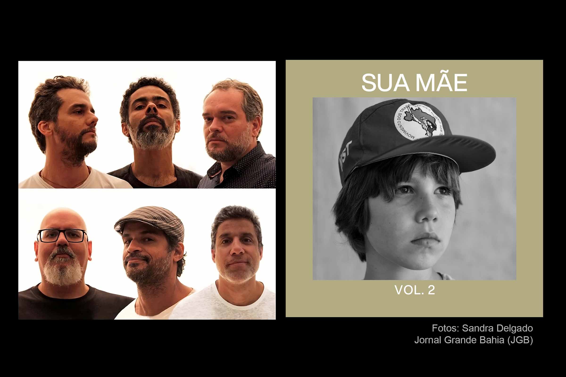 Componentes da Banda 'Sua Mãe' e capa do segundo volume do álbum.