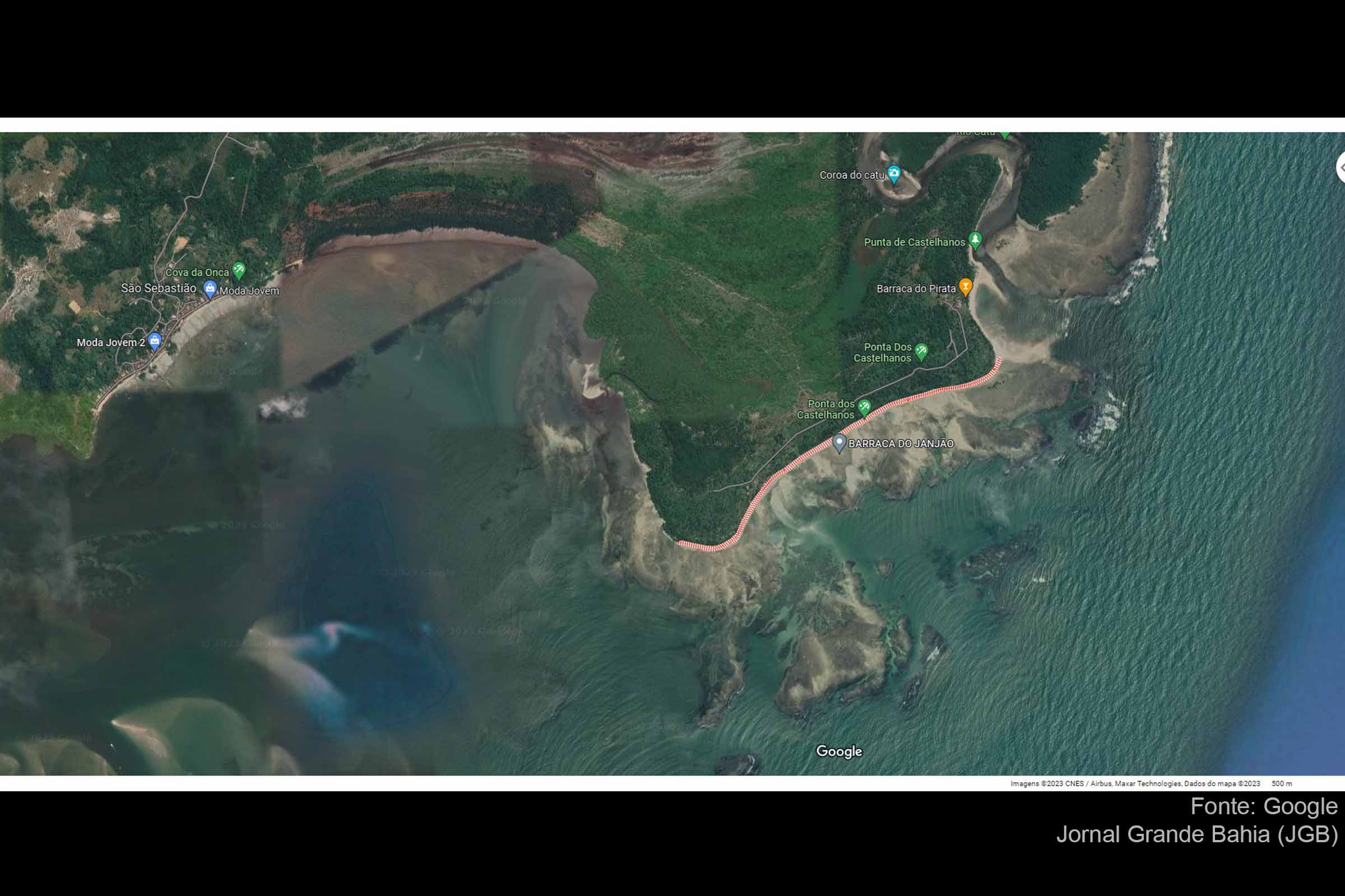 Vista aérea da localidade de Cova da Onça, na Ilha de Boipeba, em Cairu.