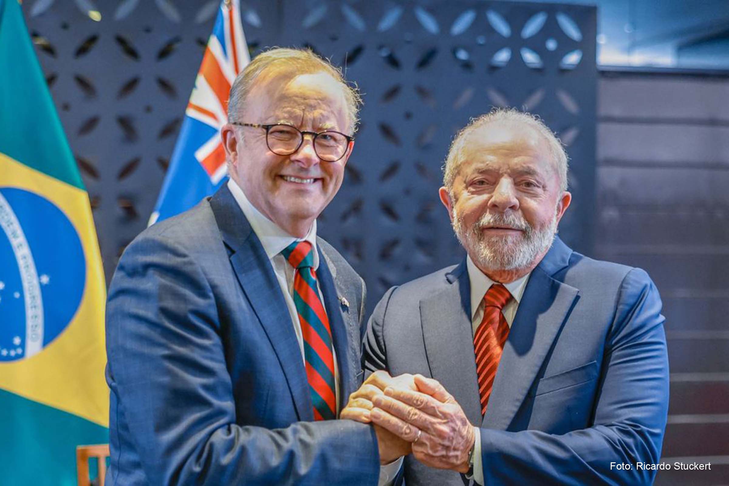 Anthony Albanese, primeiro-ministro da Austrália, e Luiz Inácio Lula da Silva, presidente do Brasil.