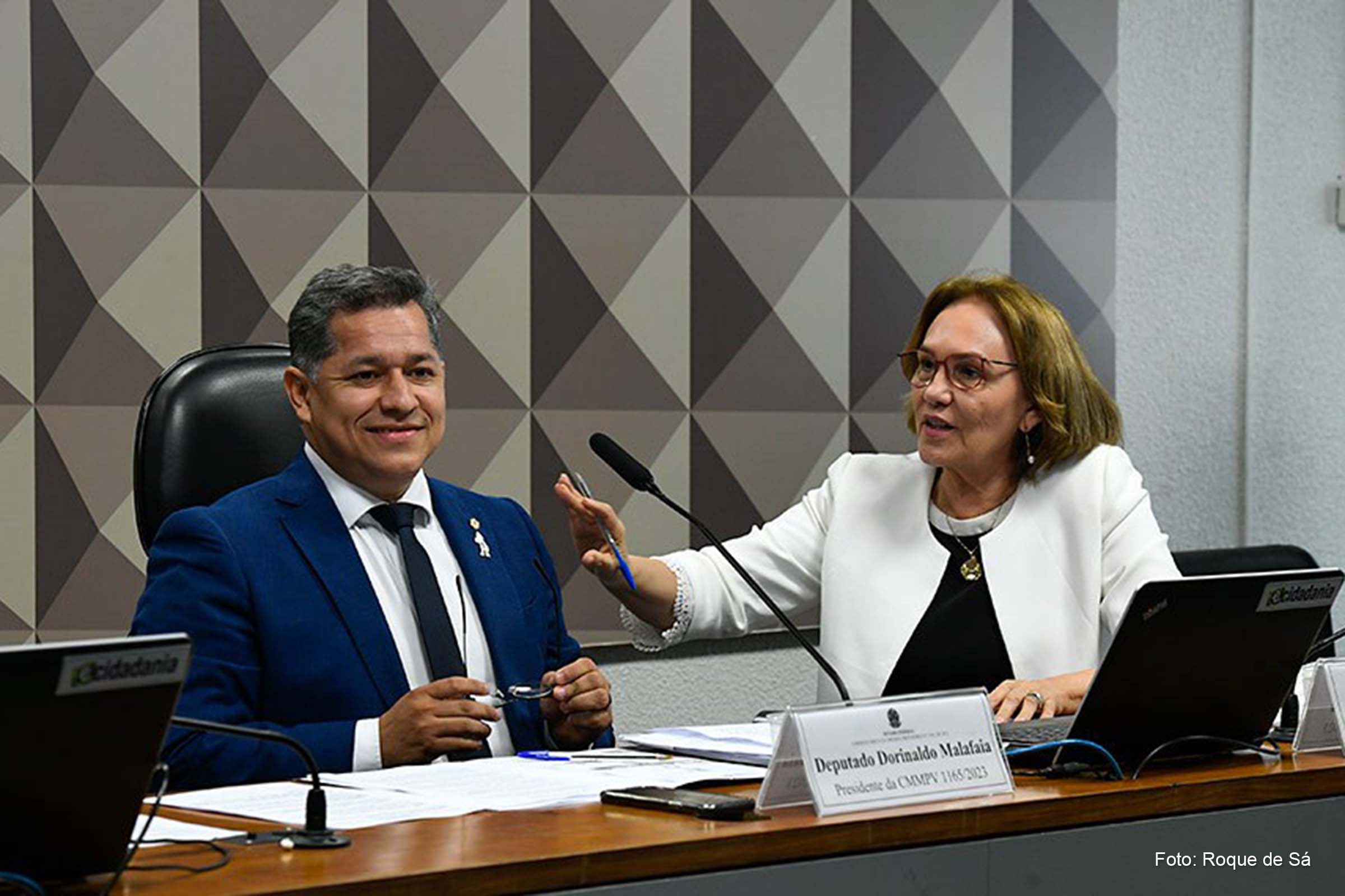 O presidente da comissão mista, deputado Dorinaldo Malafaia, e a relatora, senadora Zenaide Maia, na audiência.
