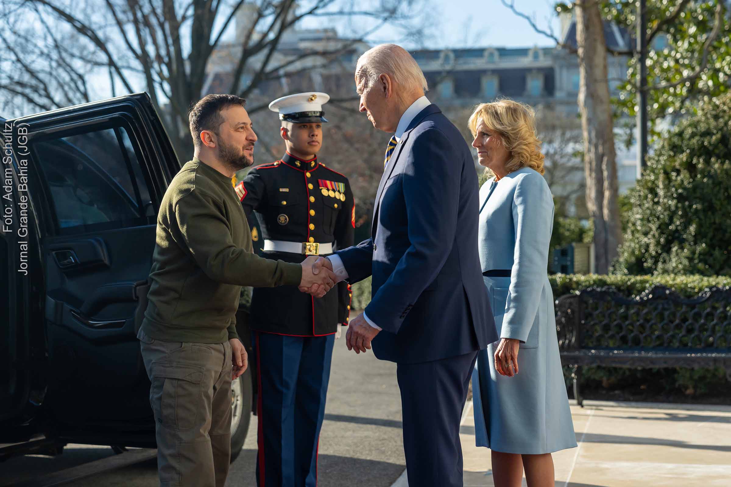 Presidentes Vladimir Zelensky e Joe Biden, em registro de em 21 de dezembro de 2022, na Casa Branca, sede do Governo dos EUA.