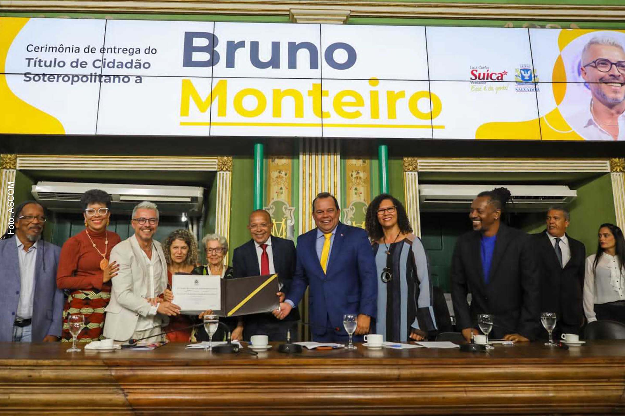 Bruno Monteiro foi ovacionado durante a sessão na Câmara em Salvador e agradeceu diretamente ao edil petista pela honraria.