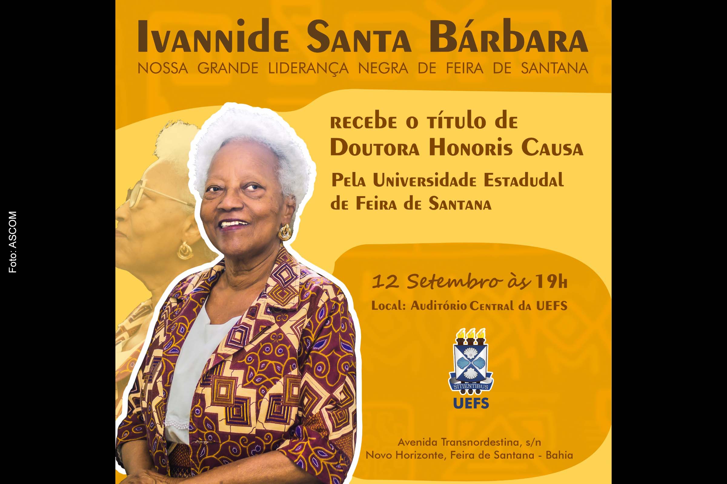 Card anuncia entrega do Título Honorífico para Ivannide Santa Bárbara na UEFS.