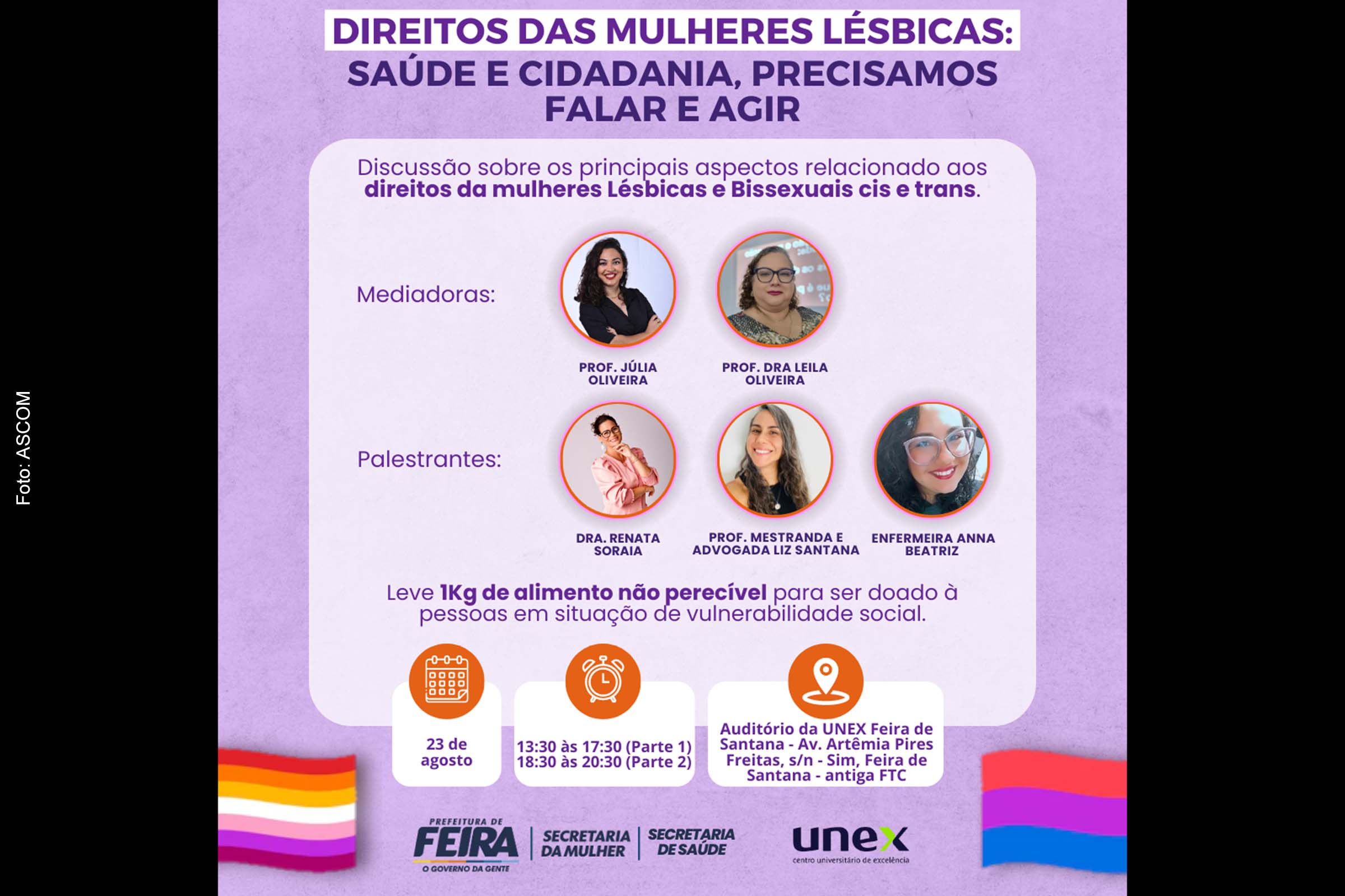 Card anuncia programação do seminário sobre Direitos das Mulheres Lésbicas.