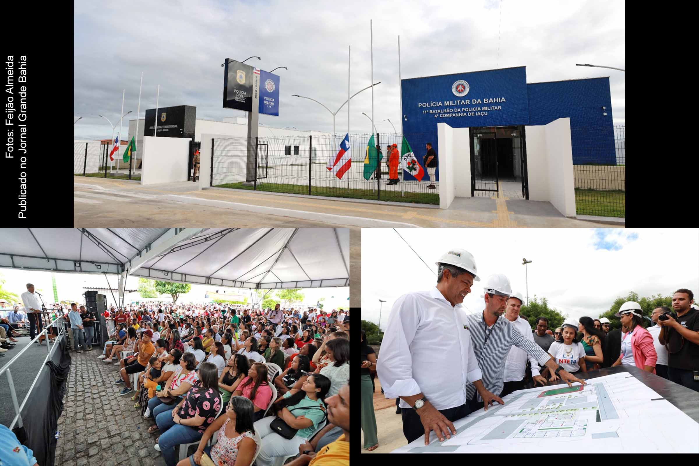 Governador Jerônimo Rodrigues inaugura unidade conjugada de Segurança Pública, que sedia a Delegacia Territorial e o Pelotão da Polícia Militar, entrega do Colégio Municipal Nívea Santos Costa, recuperado por meio de um convênio com a Prefeitura e entrega de trechos de rodovias recuperadas, no município de Iaçu.