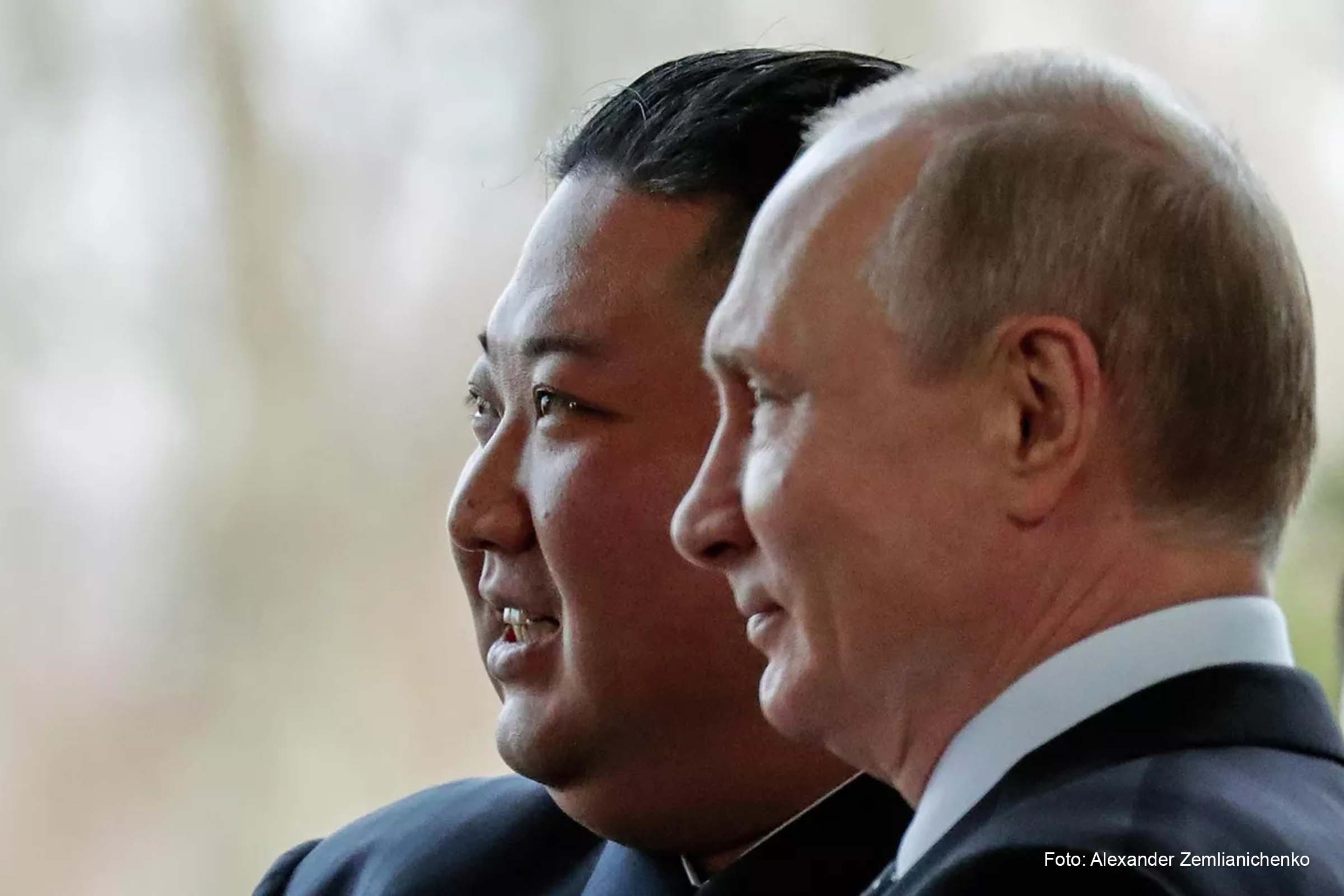 Kim Jong-Un, líder da Coreia do Norte, e Vladimir Putin, presidente da Rússia.