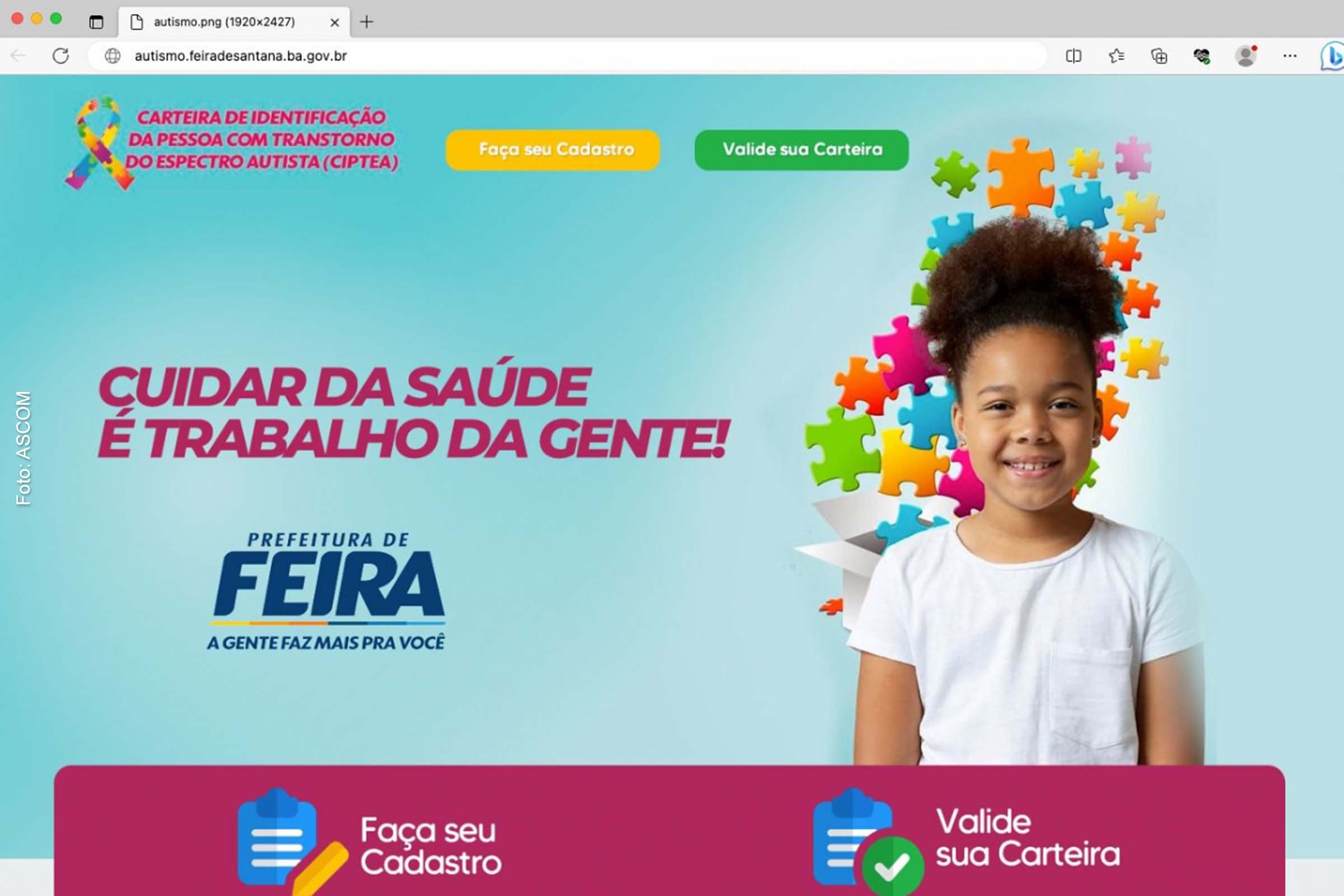 Prefeitura de Feira de Santana lança plataforma online para emissão de carteira de identificação para pessoas autistas