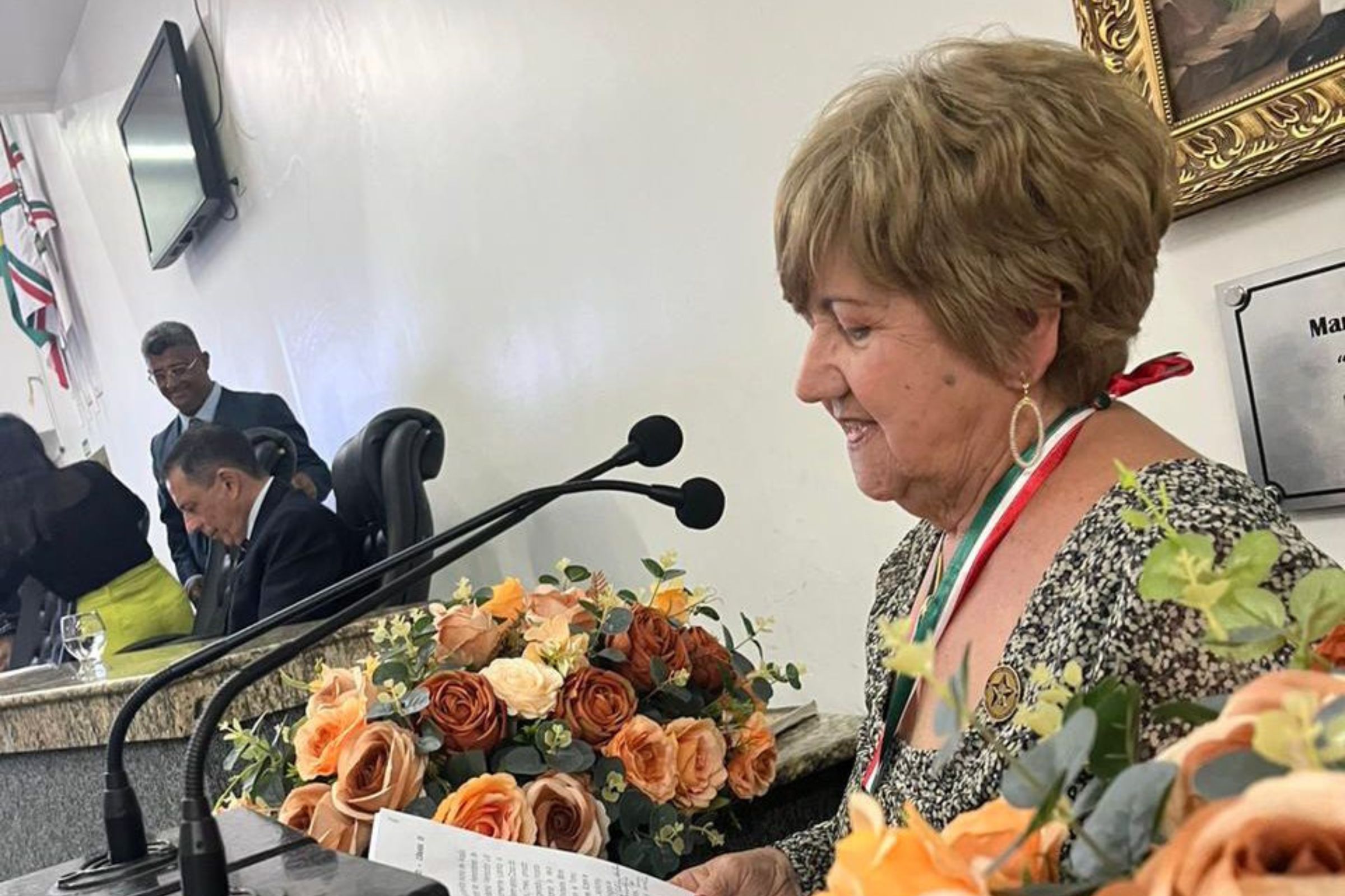 Em um discurso emocionado, Tecla destacou a importância dos professores na formação das sociedades humanas. (Foto: Divulgação/CMFS)