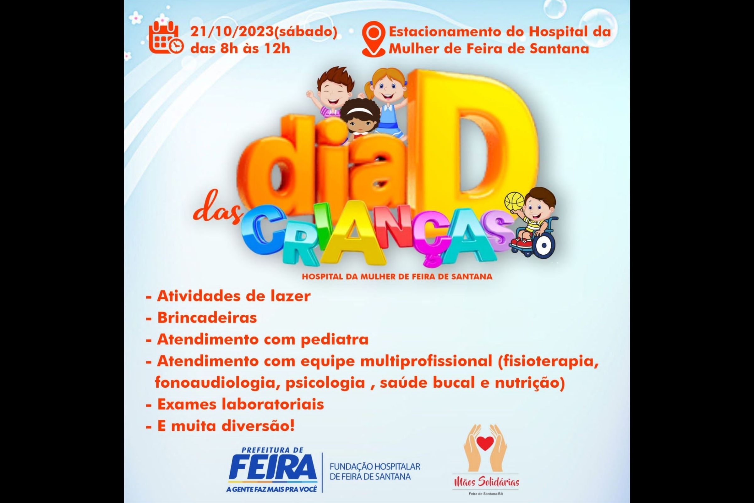 Evento no estacionamento do Hospital da Mulher oferece atendimento pediátrico e atividades lúdicas para as crianças. (Foto: Divulgação)