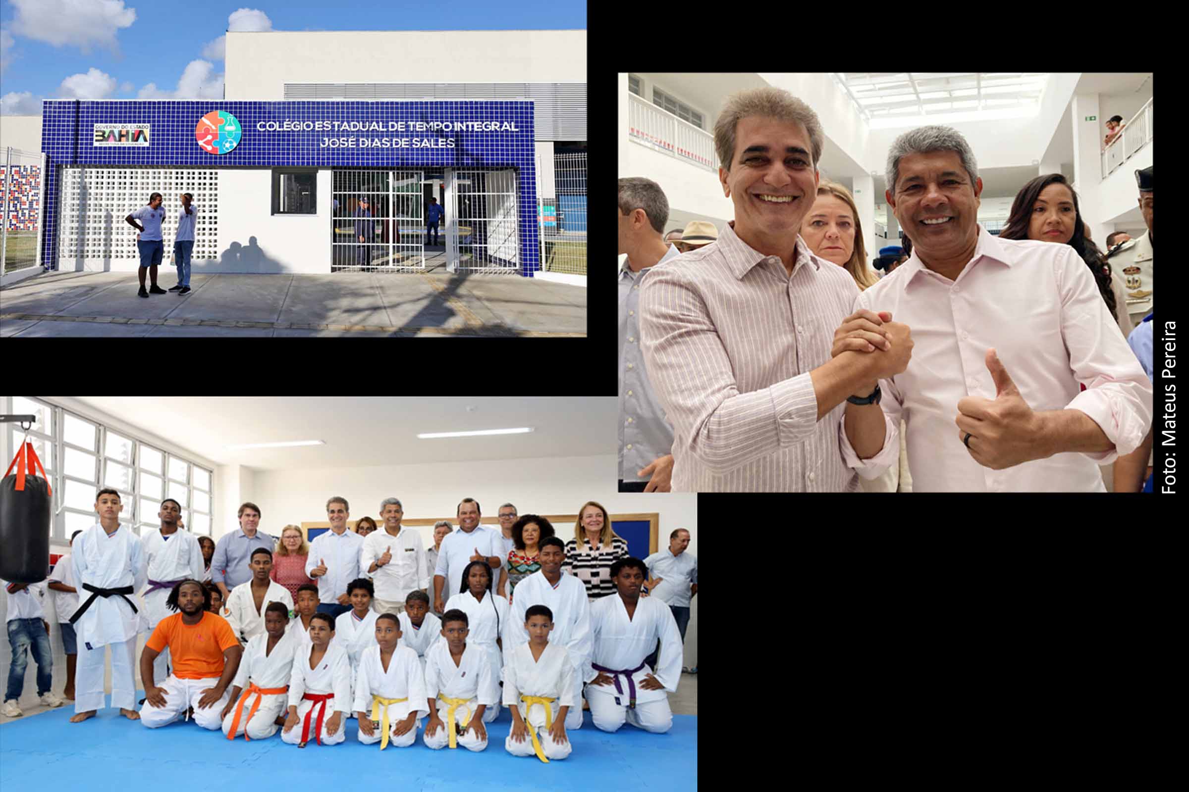 Deputado Robinson Almeida e o governador Jerônimo Rodrigues. Líder do PT na ALBA exalta inauguração da 8ª Escola de Tempo Integral na capital baiana como uma revolução na educação pública.