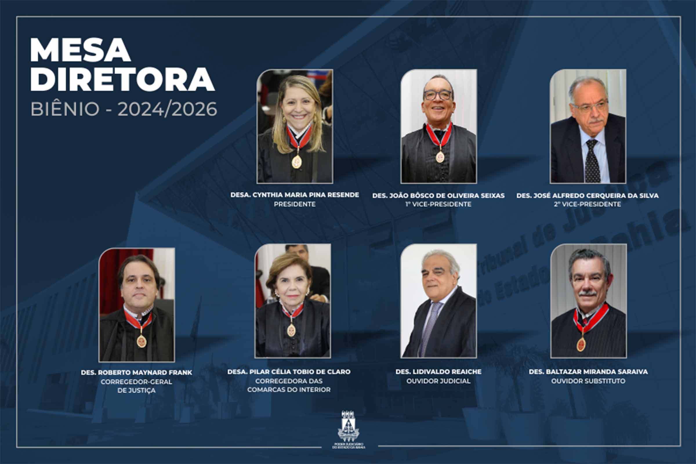 Membros da Mesa Diretora do TJBA para o Biênio 2024-2026.