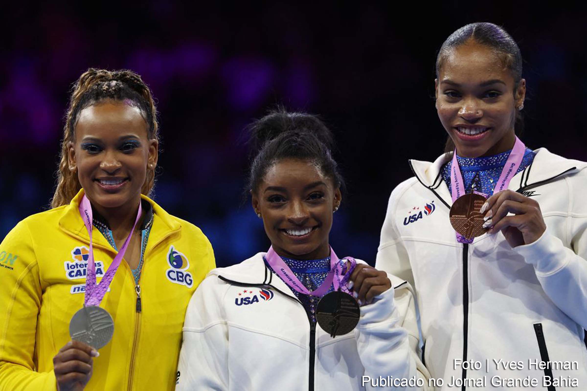 Simone Biles, Rebeca Andrade e Shilese Jones fazem história na ginástica.