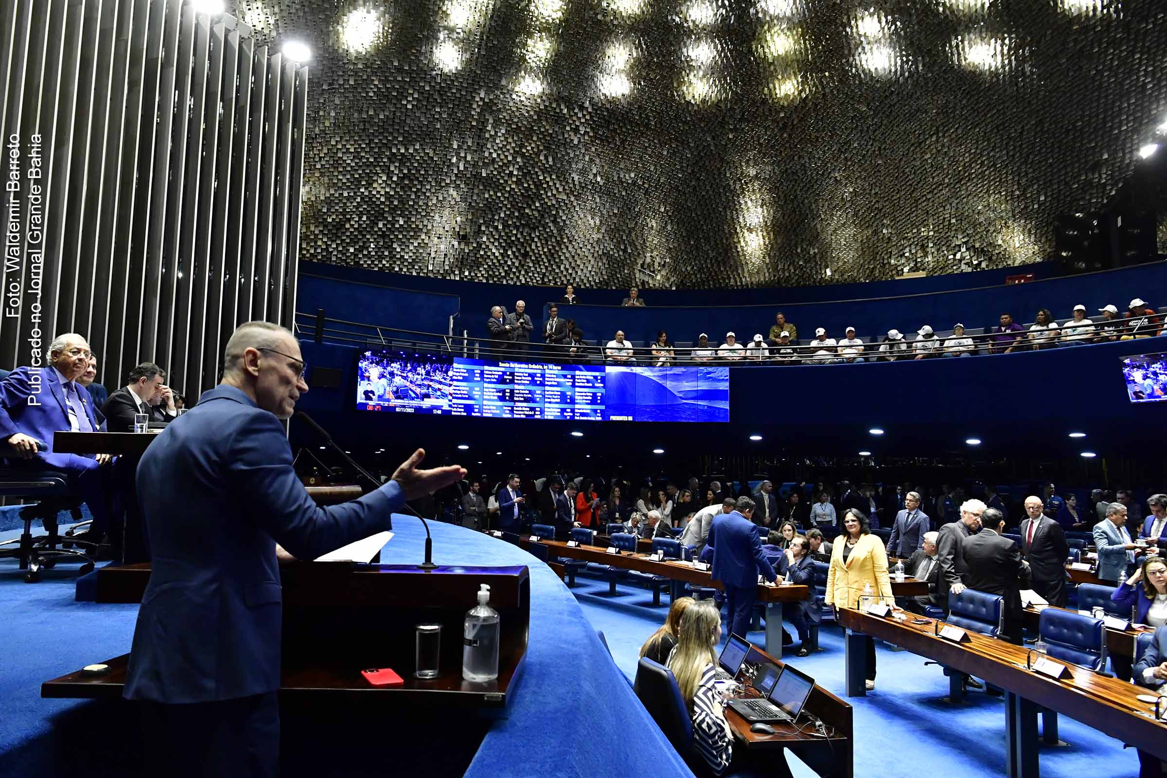 Relator da proposta, o senador Fabiano Contarato defende o projeto em Plenário.