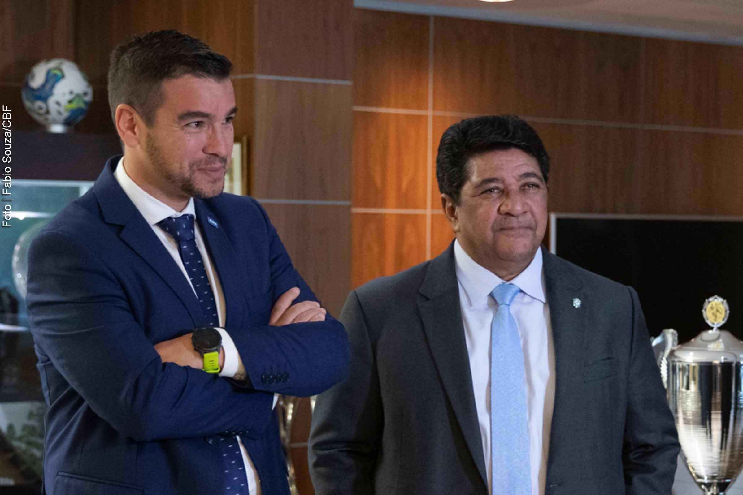 Diretor de assuntos jurídicos da Fifa, Emílio Garcia e Ednaldo Rodrigues, presidente da CBF.