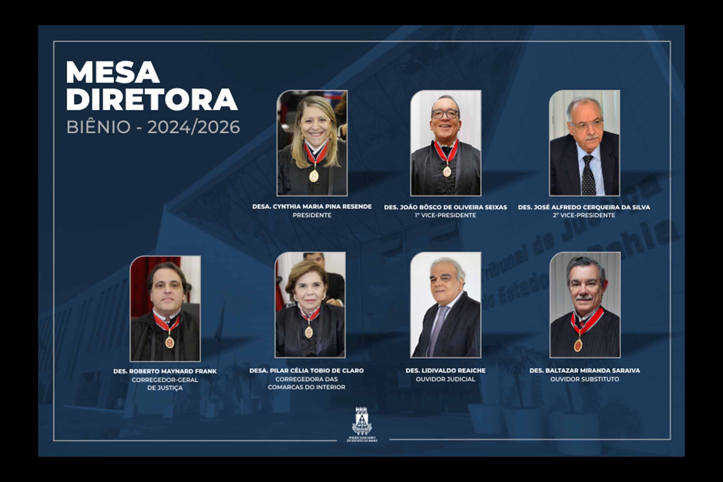 Membros da Mesa Diretora do TJBA para o biênio 2024-2026.