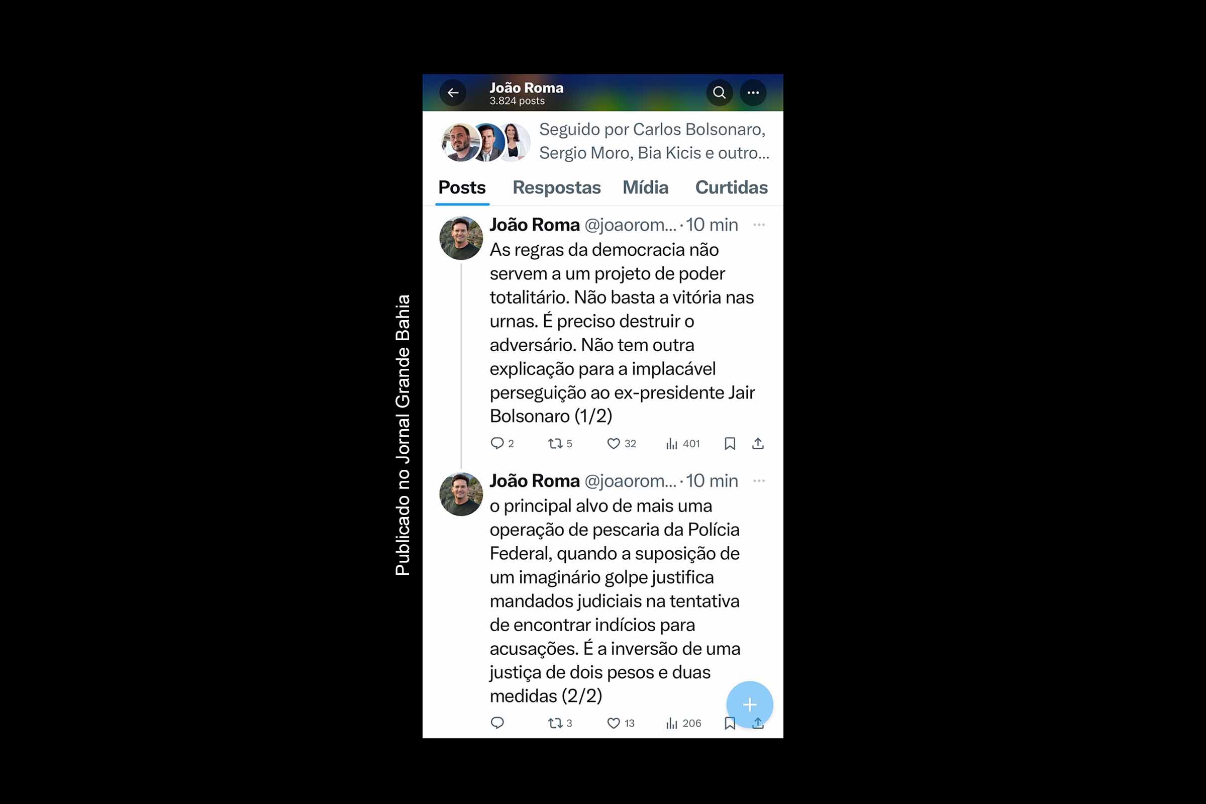 João Roma, presidente do Partido Liberal na Bahia, critica operação da Polícia Federal que teve ex-presidente Jair Bolsonaro como alvo.