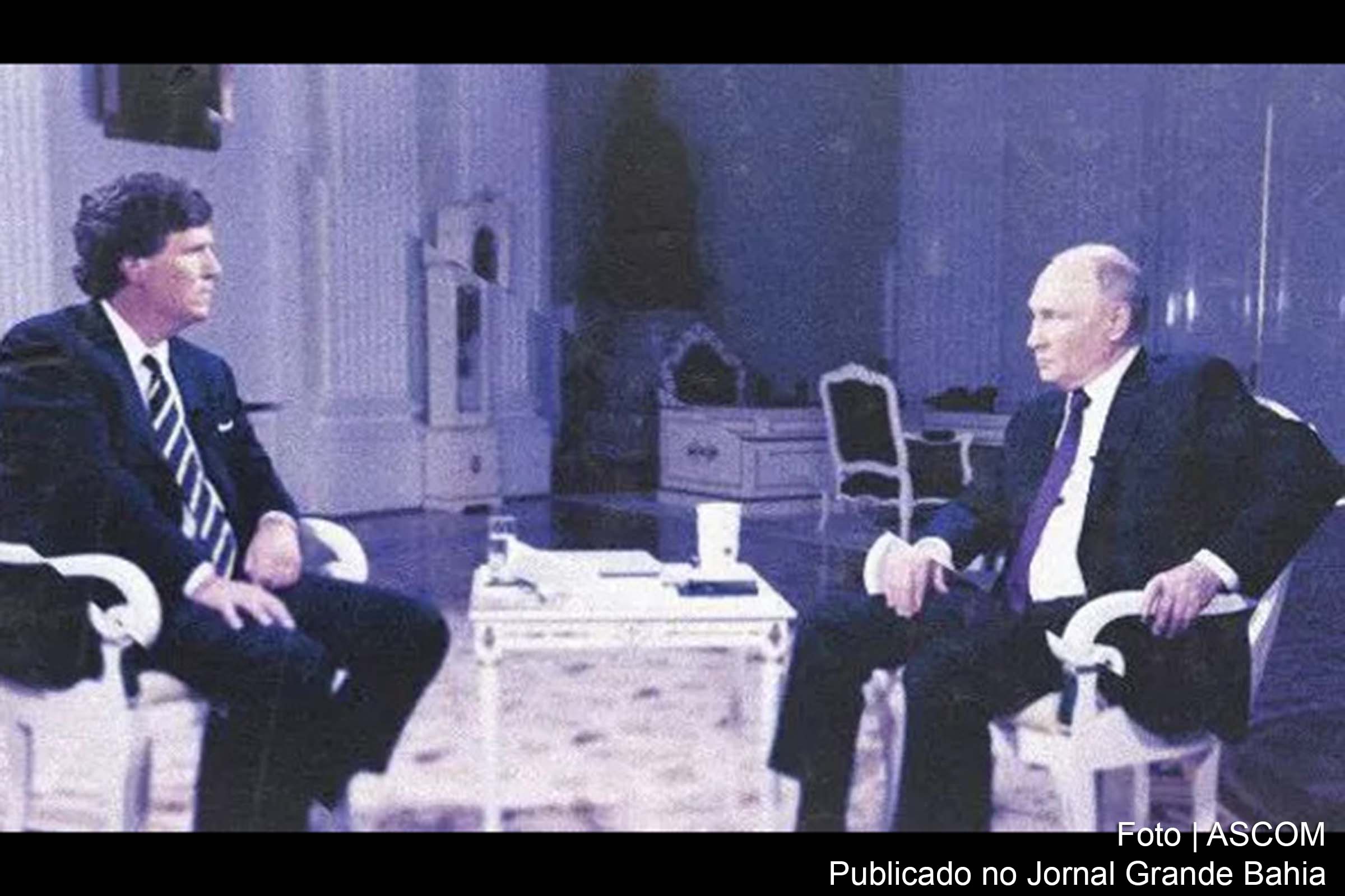 O presidente russo, Vladimir Putin, discute questões críticas sobre a Ucrânia e as relações ocidentais em entrevista exclusiva a Tucker Carlson.