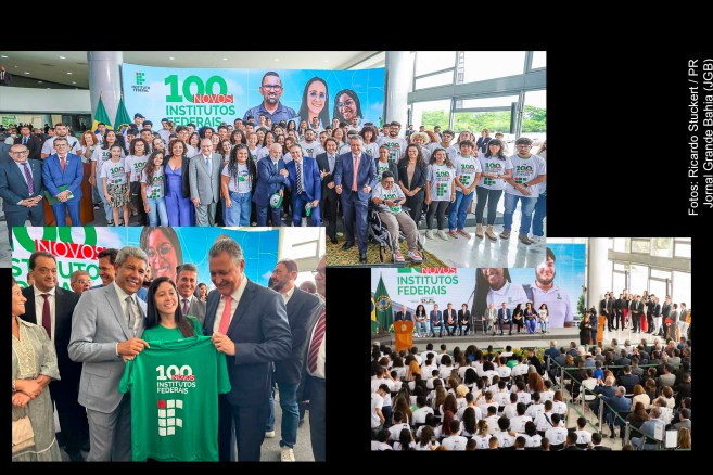 O presidente Lula anuncia construção de 100 novos Institutos Federais n o Brasil, em cerimônia realizada no Palácio do Planalto com a participação do Governador Jerônimo Rodrigues. Um investimento de R$ 200 milhões será direcionado para a construção de 8 novas unidades na Bahia.