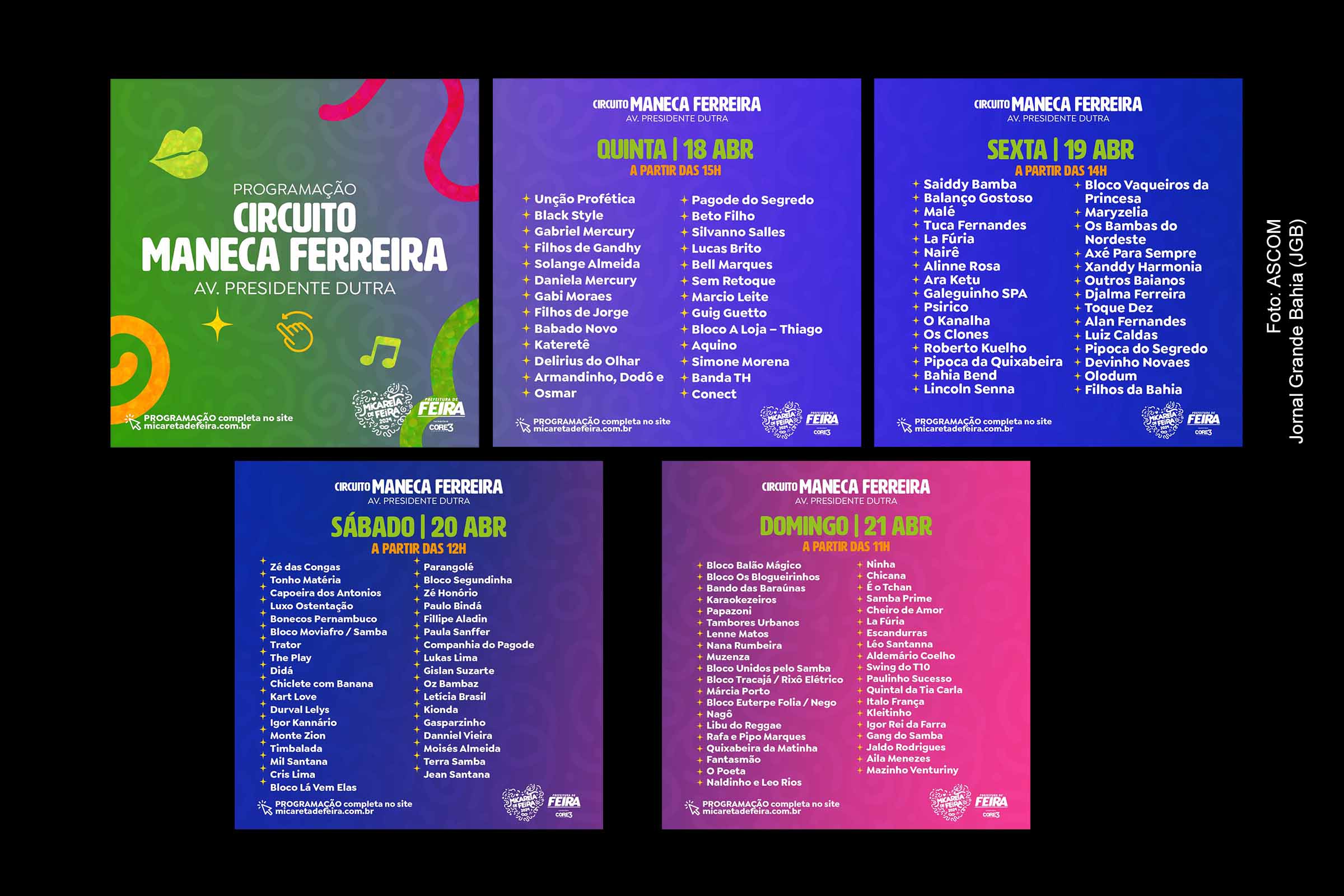 Programação do Circuito Maneca Ferreira para a Micareta 2024 de Feira de Santana.