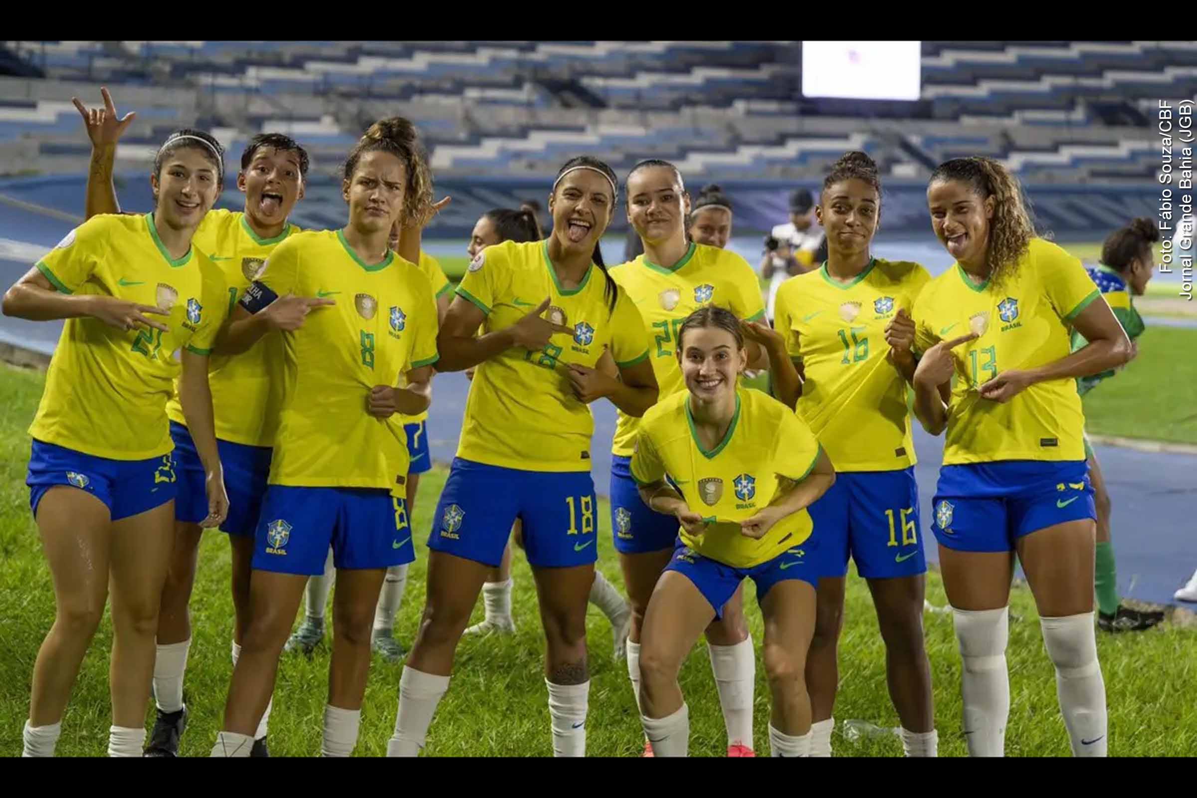 Milena marca na vitória do Brasil por 2 a 0 contra a Venezuela, assegurando o décimo título da seleção feminina sub 20 no campeonato sul-americano, em 3 de maio de 2024.