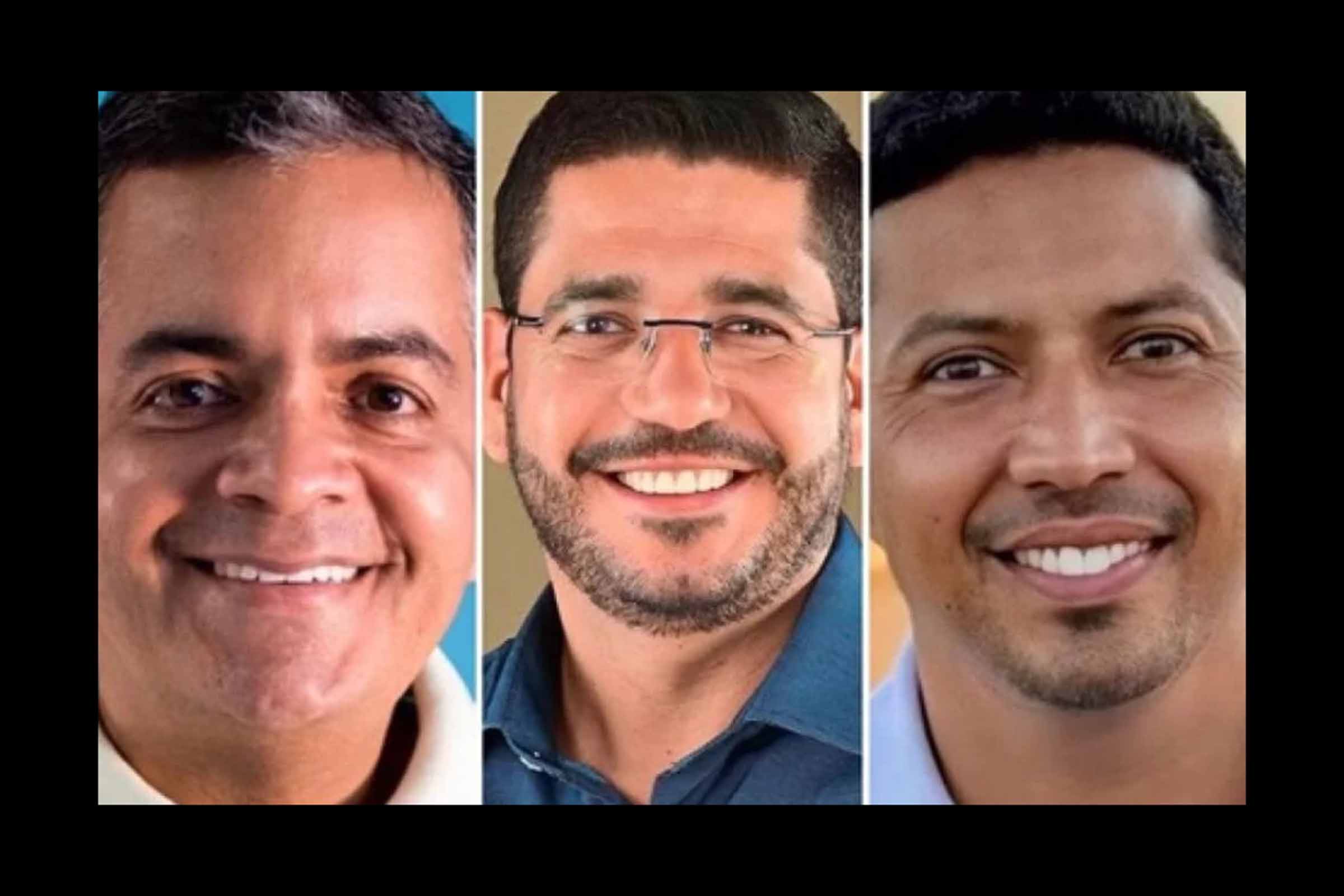Pré-candidatos à prefeito de Irecê nas Eleições 2024. Levantamento registrado no TSE revela liderança de Murilo Franca (ao centro).