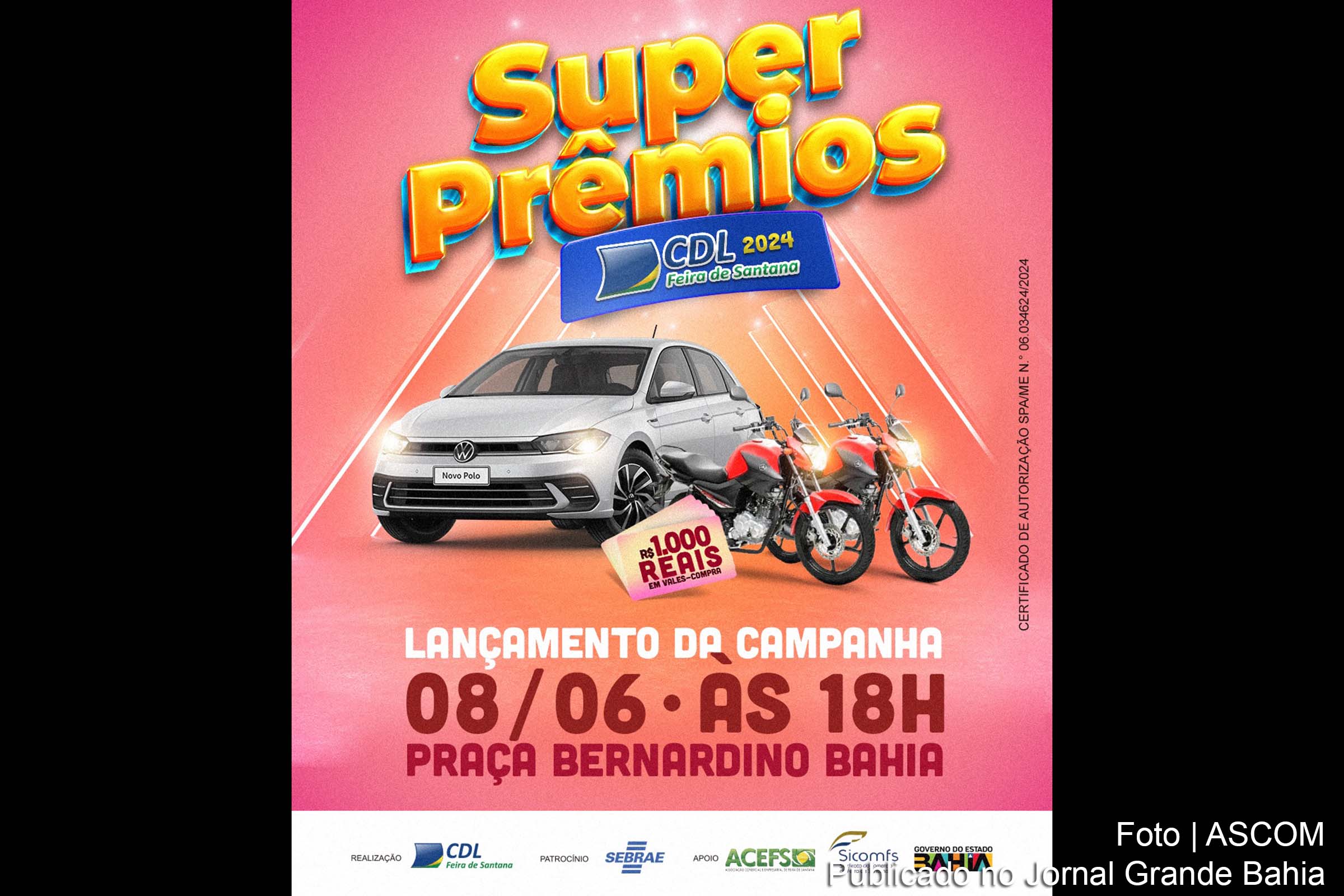 Evento na Praça Bernardino Bahia marca o início da promoção que oferece um Volkswagen Polo, duas motos e vales-compra aos consumidores locais.