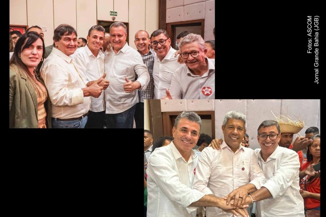 O prefeito Rogério Costa, acompanhado por autoridades estaduais e municipais, anunciou Val de Dezinho como pré-candidato a prefeito de Santo Estêvão pelo PT.