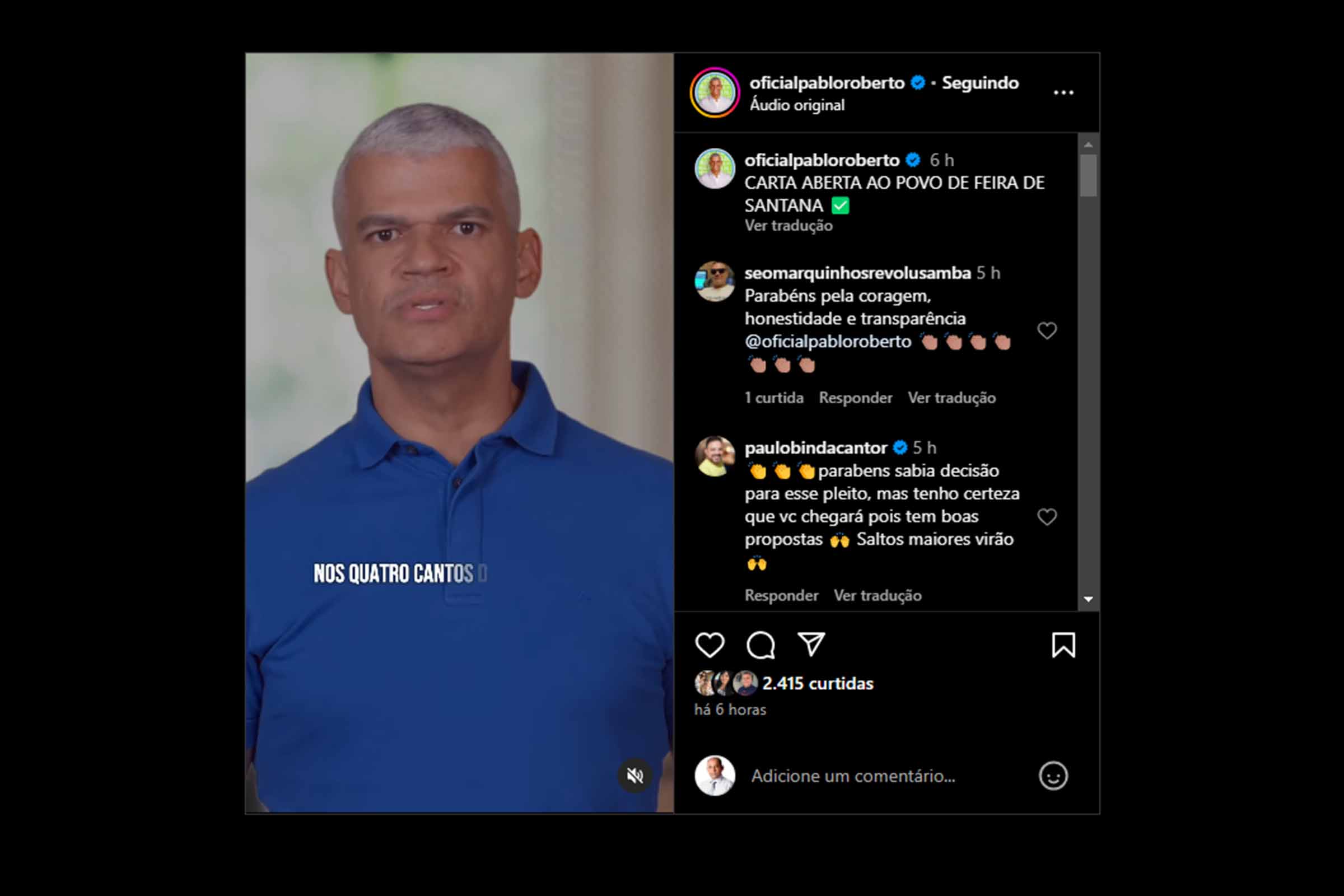 Deputado Pablo Roberto retira pré-candidatura à prefeito de Feira de Santana nas Eleições 2024; Especulações indicam que deve apoiar José Ronaldo como vice-prefeito