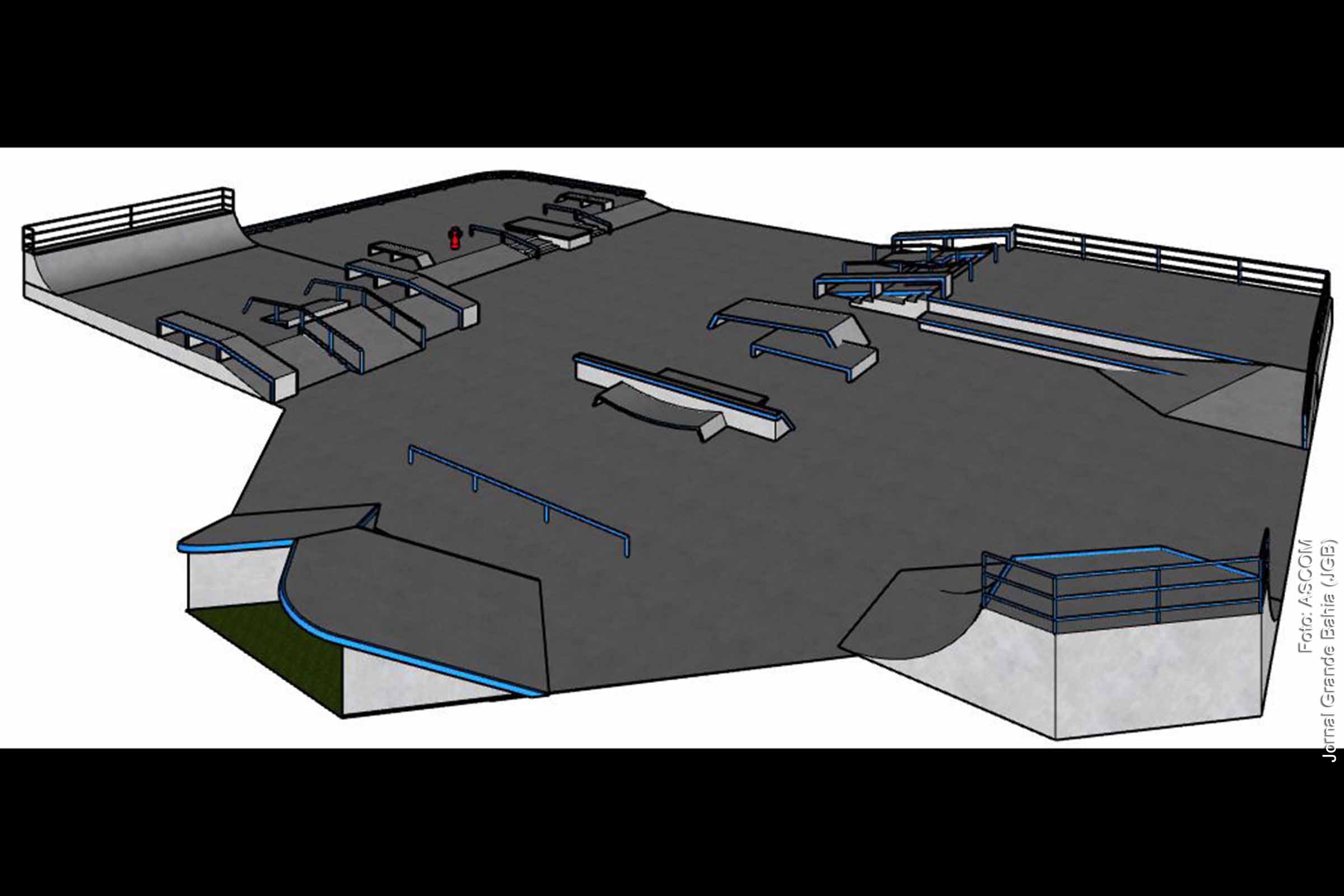 Projeção gráfica da pista de skate do CSU de Feira de Santana.