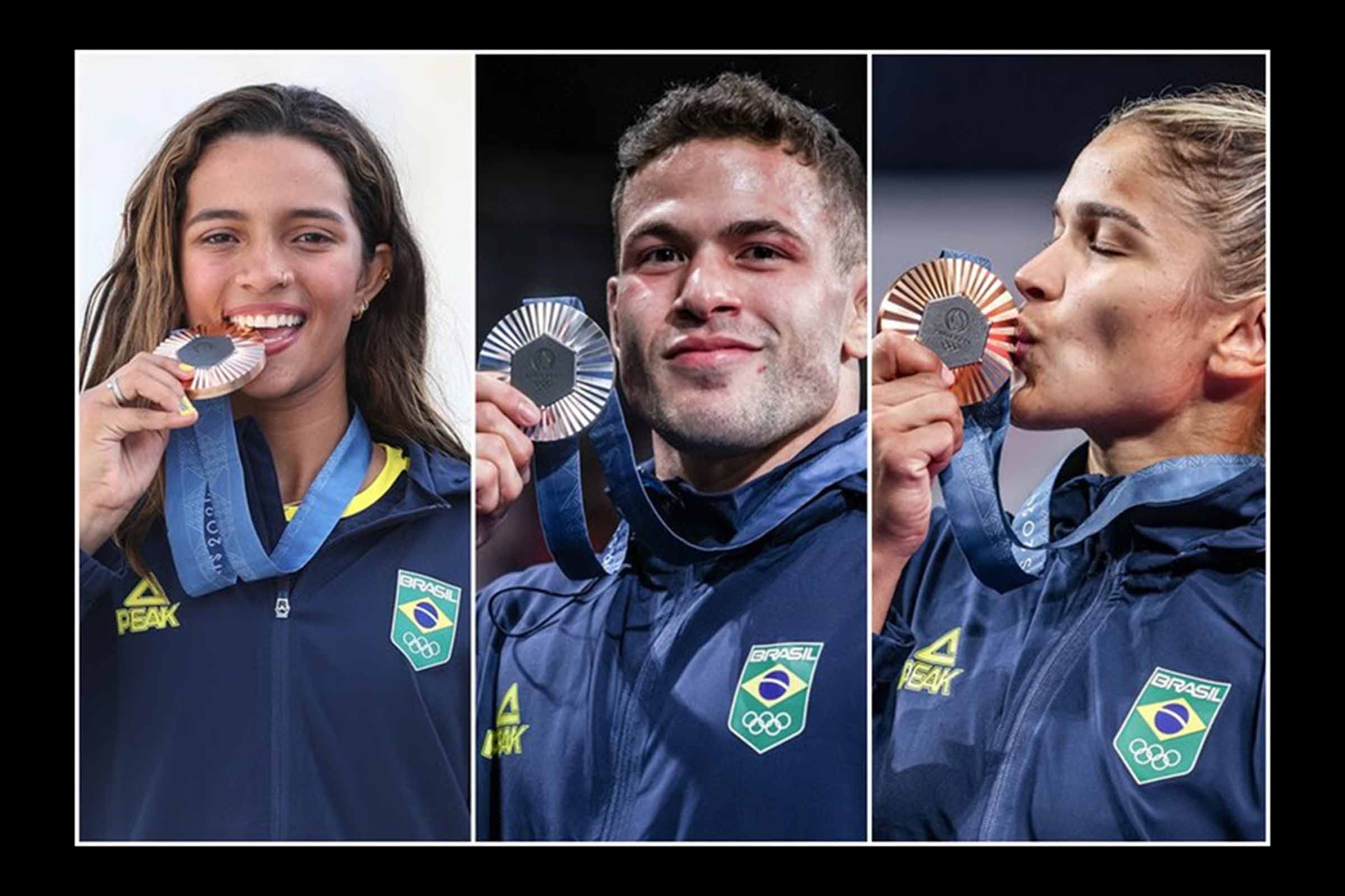 Rayssa Leal do skate street, Willian Lima e Larissa Pimenta, do judô. Os primeiros pódios brasileiros em Paris.