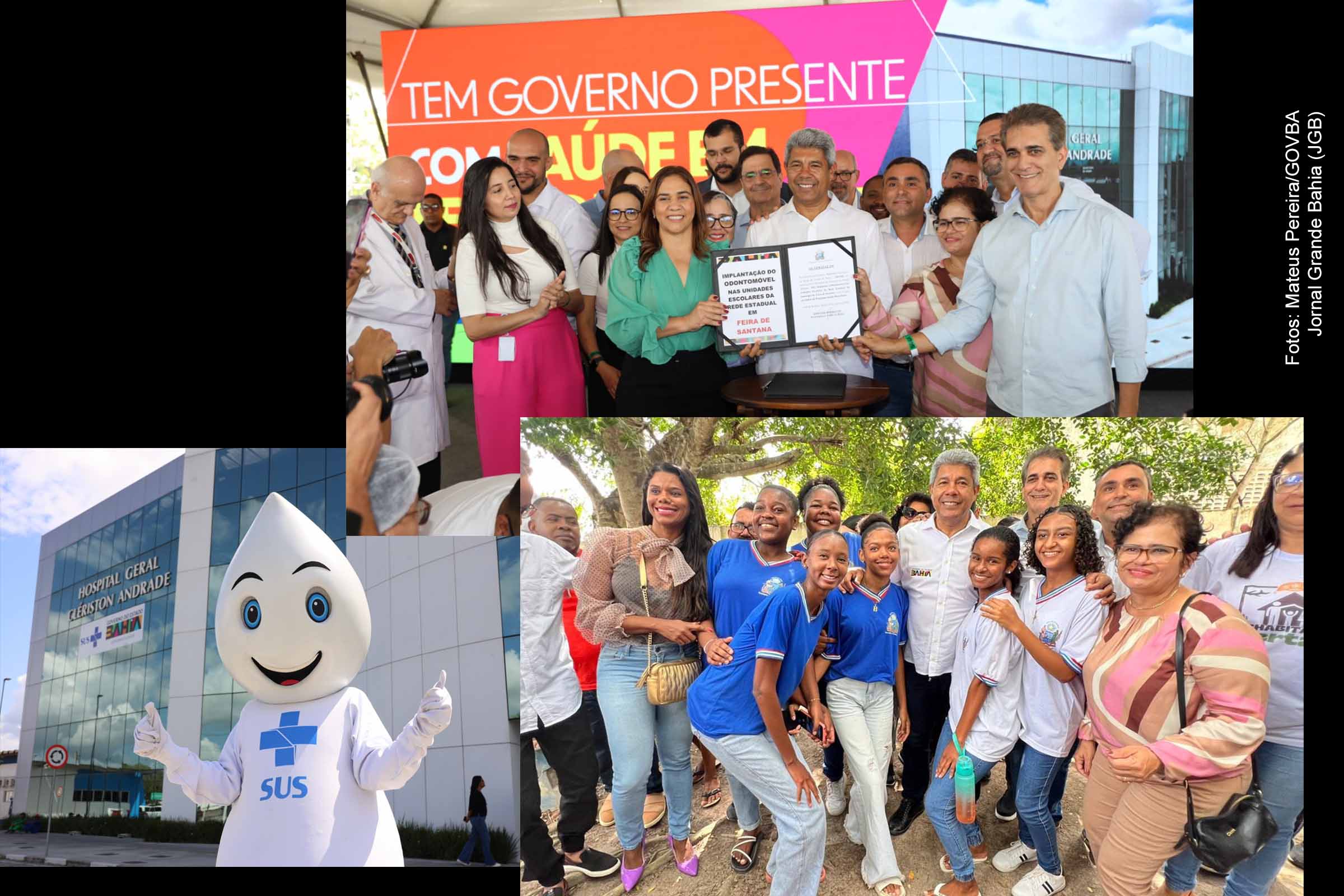 O projeto Saúde Bucal Itinerante atenderá cerca de 26 mil estudantes em escolas estaduais de Feira de Santana, enquanto o Hospital Geral Clériston Andrade passará por reforma e ampliação, diz governador Jerônimo Rodrigues.