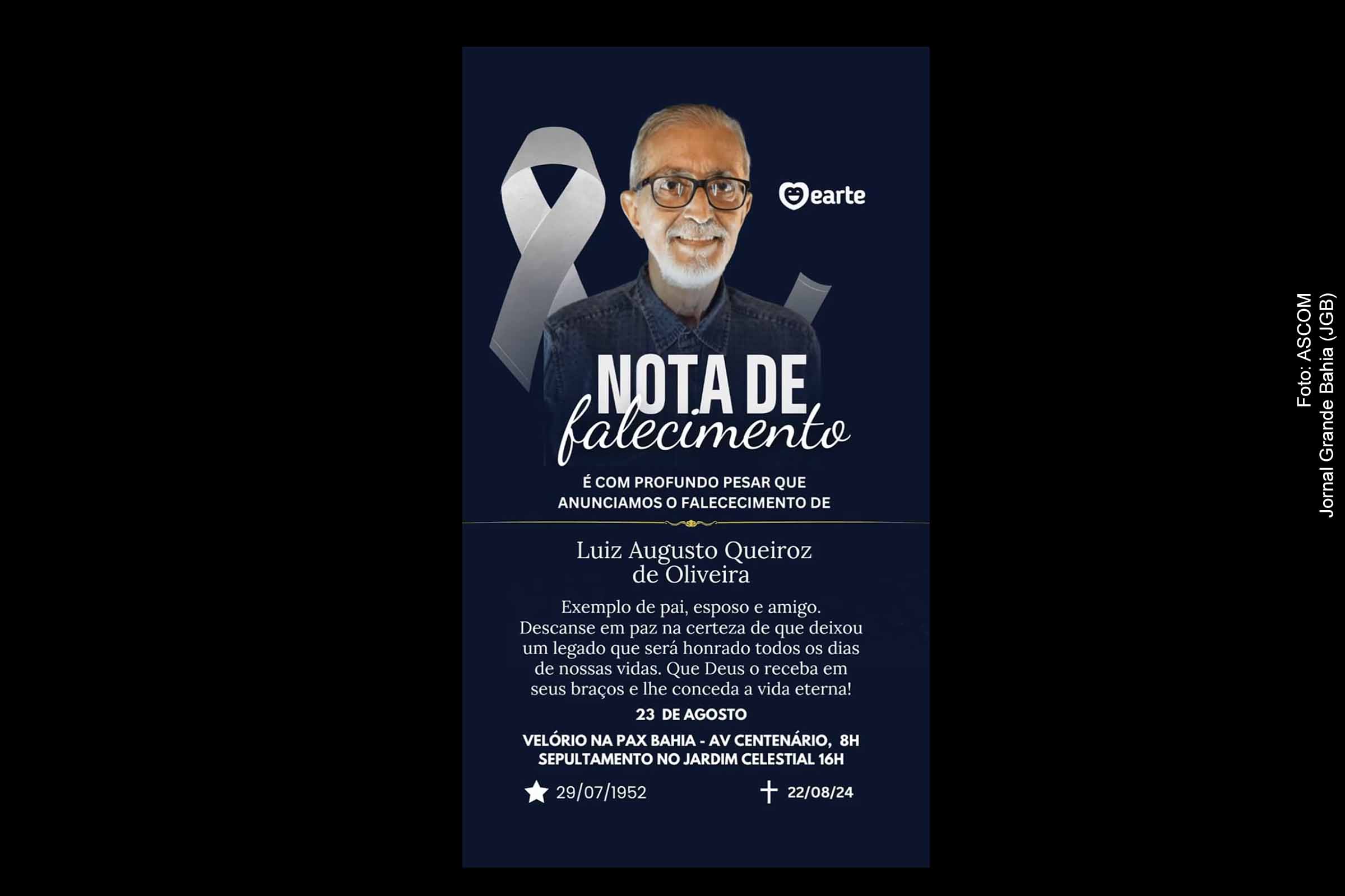 Feira de Santana: Governo Colbert Martins lamenta morte do ativista cultural Luiz Augusto Queiroz Oliveira