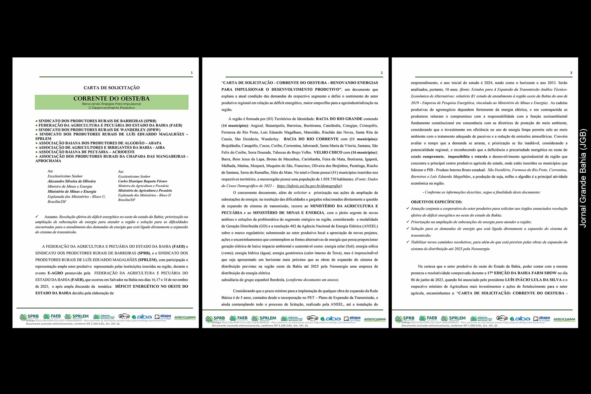 Exclusivo: Produtores do Oeste da Bahia pedem ação do presidente Lula para expandir fornecimento energia elétrica e impulsionar a agroindústria
