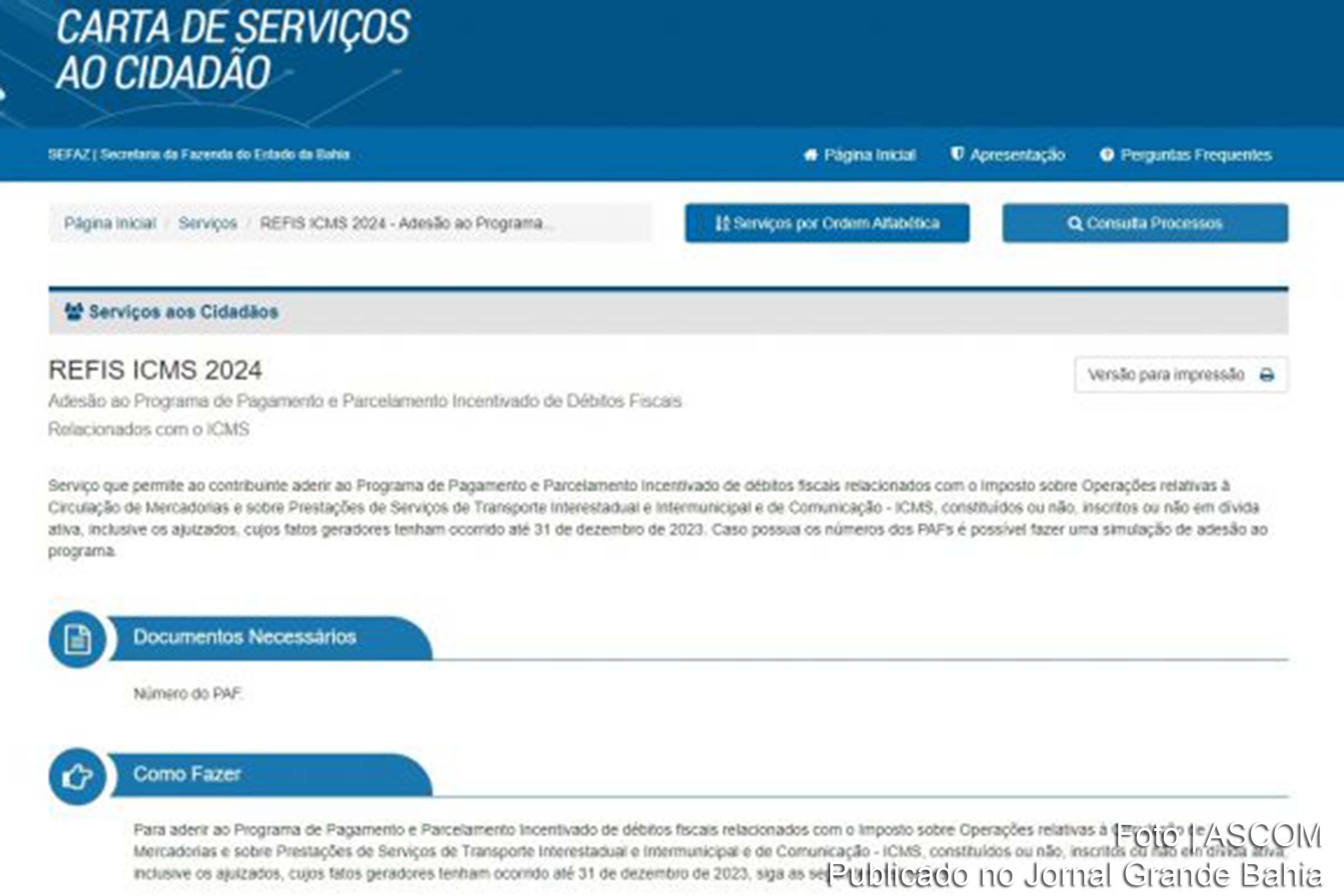 Acesso à Carta de Serviços da Sefaz-Ba fornece informações detalhadas sobre o Refis ICMS 2024, facilitando o processo de regularização de débitos.