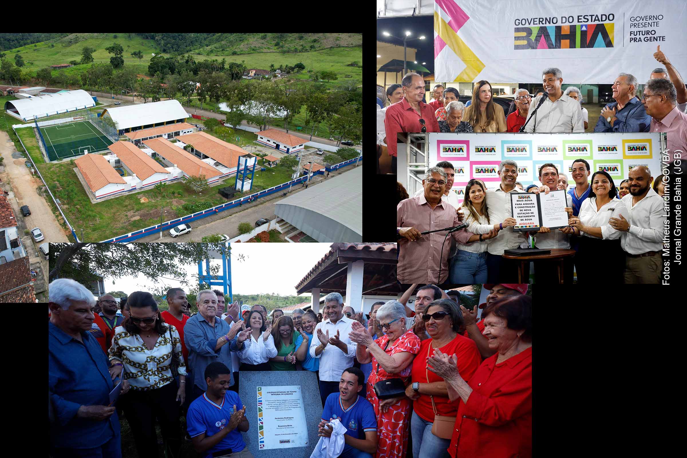 O governador Jerônimo Rodrigues inaugura obras de modernização na educação e infraestrutura hídrica em Aiquara, beneficiando moradores com novos sistemas de abastecimento de água e pavimentação de vias urbanas.