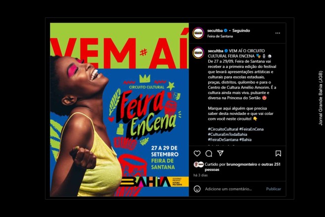 Apresentações culturais e artísticas serão realizadas em diversos espaços de Feira de Santana, incluindo escolas, praças e distritos, com programação gratuita para toda a população.