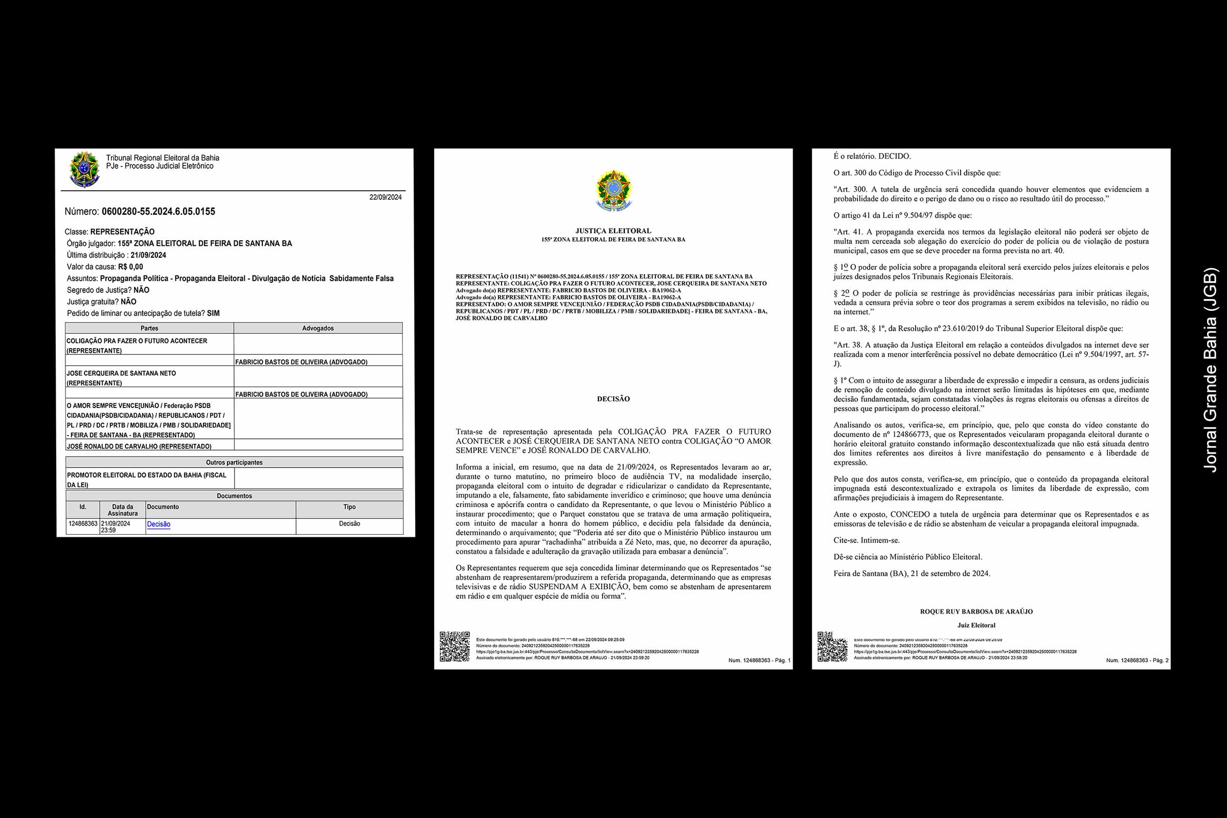 Justiça Eleitoral ordena retirada de propaganda com informações falsas de José Ronaldo contra Zé Neto; Disputa pelo comando da Prefeitura de Feira de Santana é intensificada