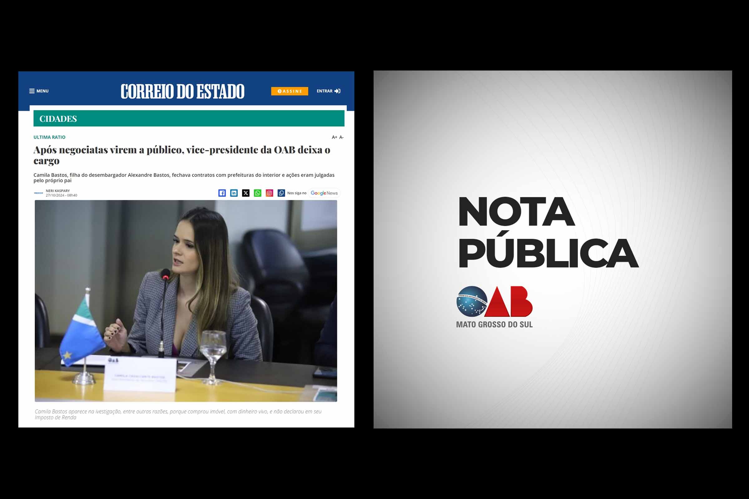 Deflagração da Operação Ultima Ratio provoca pedido de afastamento da vice-presidente da OAB de Mato Grosso do Sul; Entidade diz que vai apurar