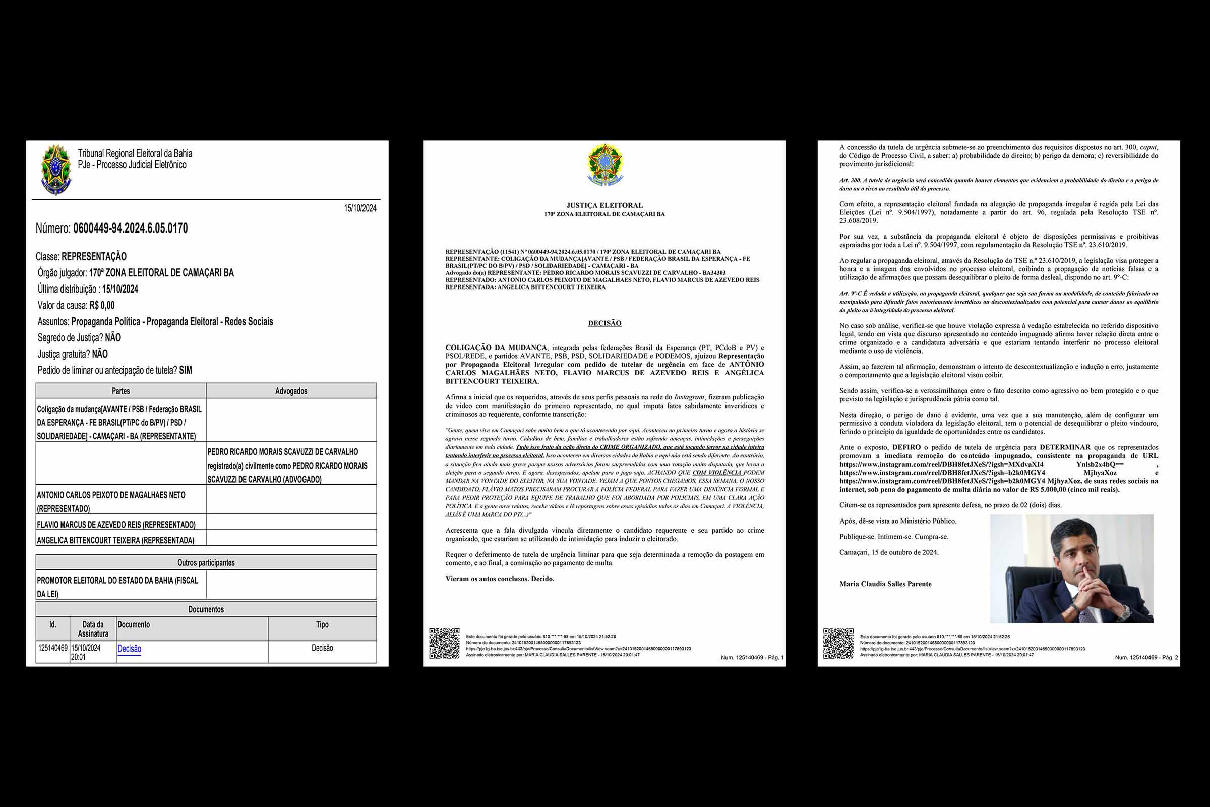 A Justiça Eleitoral determinou a remoção de publicações de Flávio Marcus Reis e ACM Neto por veicularem conteúdo com acusações infundadas contra adversários políticos em Camaçari, nas Eleições 2024.