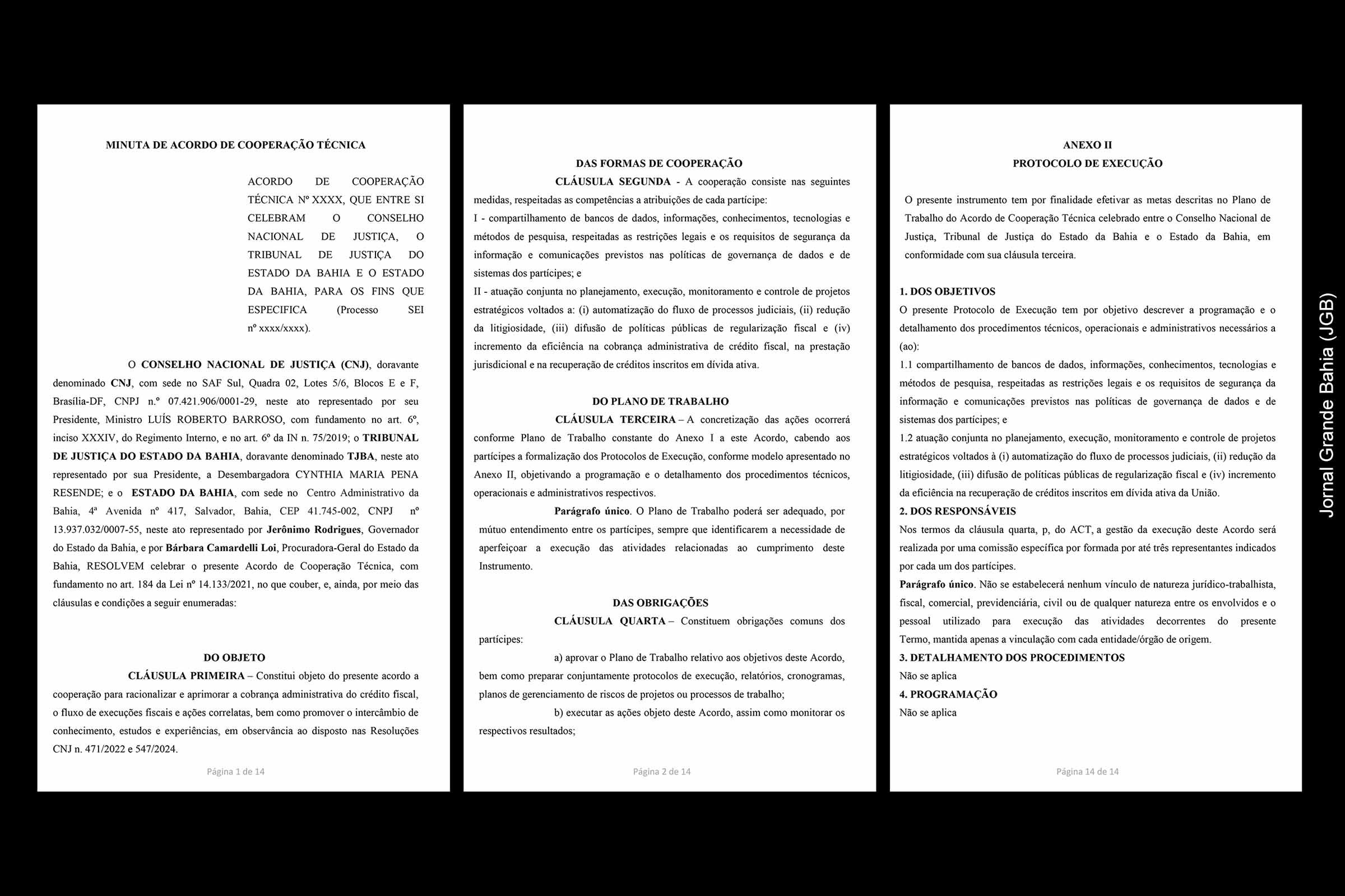 Acordo de Cooperação Técnica com o objetivo de otimizar a cobrança da dívida ativa e melhorar o fluxo de execuções fiscais no Estado da Bahia.
