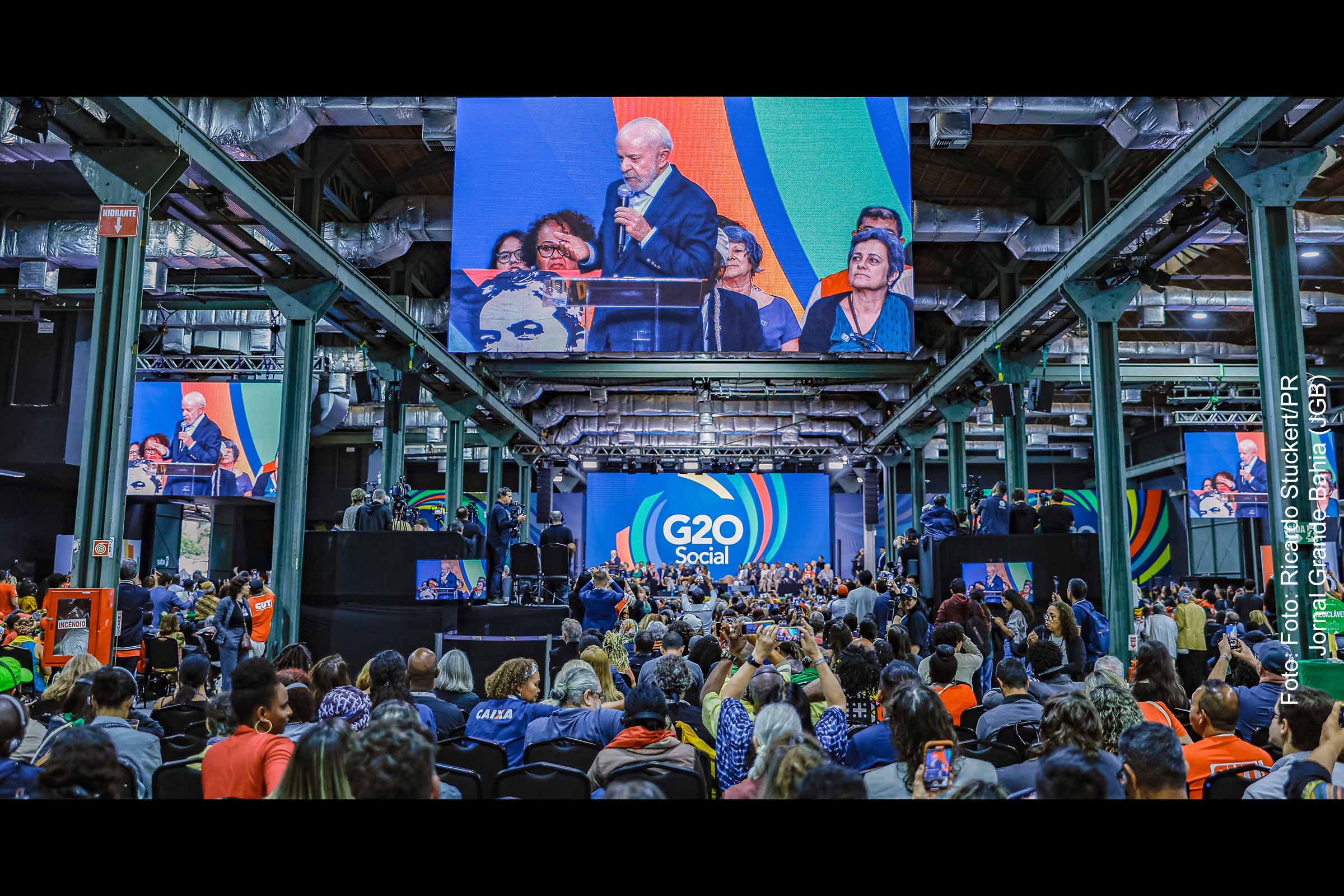 Presidente Luiz Inácio Lula da Silva durante a sessão de encerramento do G20 Social, no Rio de Janeiro.