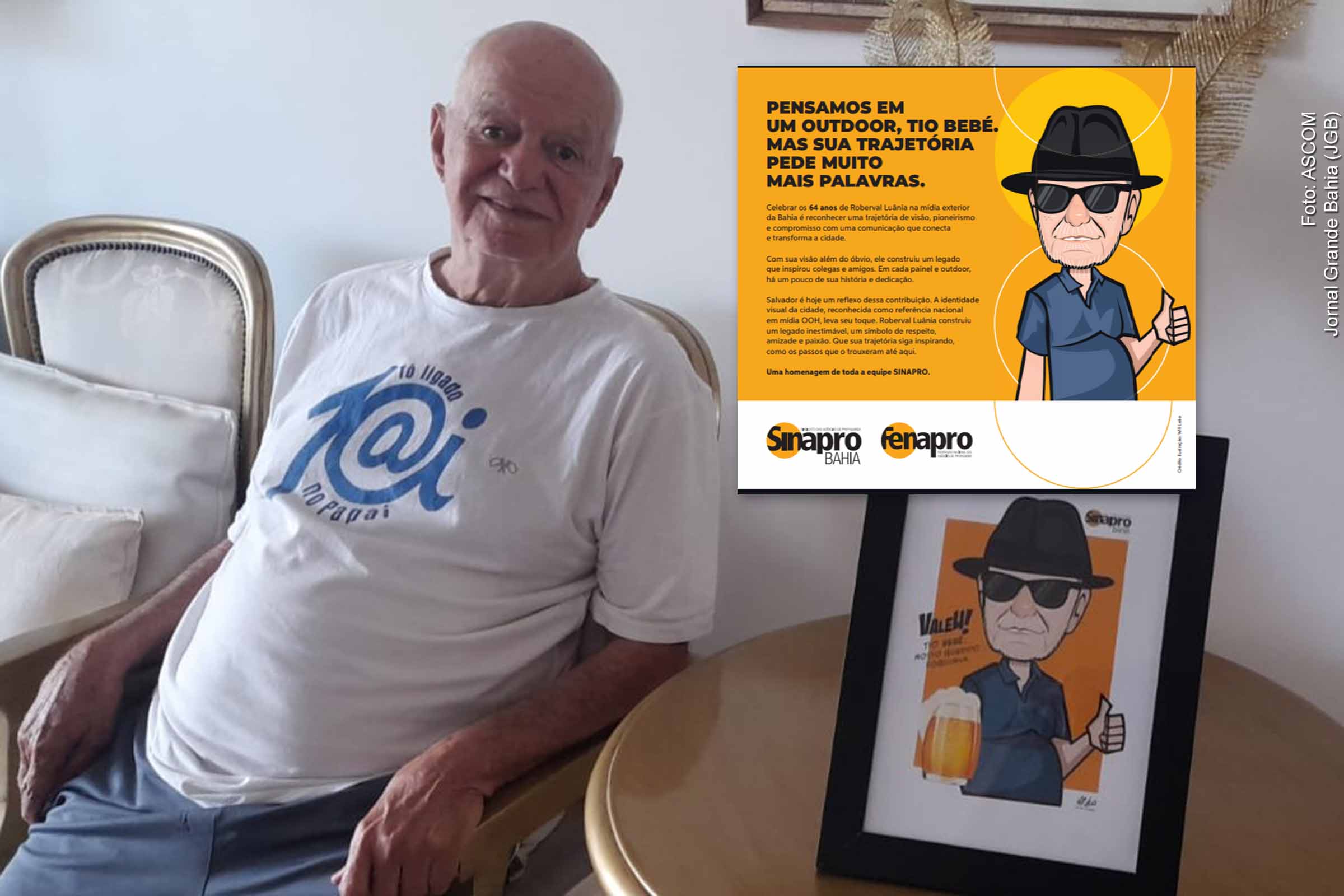 A homenagem ao publicitário Roberval Luânia contou com ações especiais e uma caricatura exclusiva criada pelo artista Will Leão.